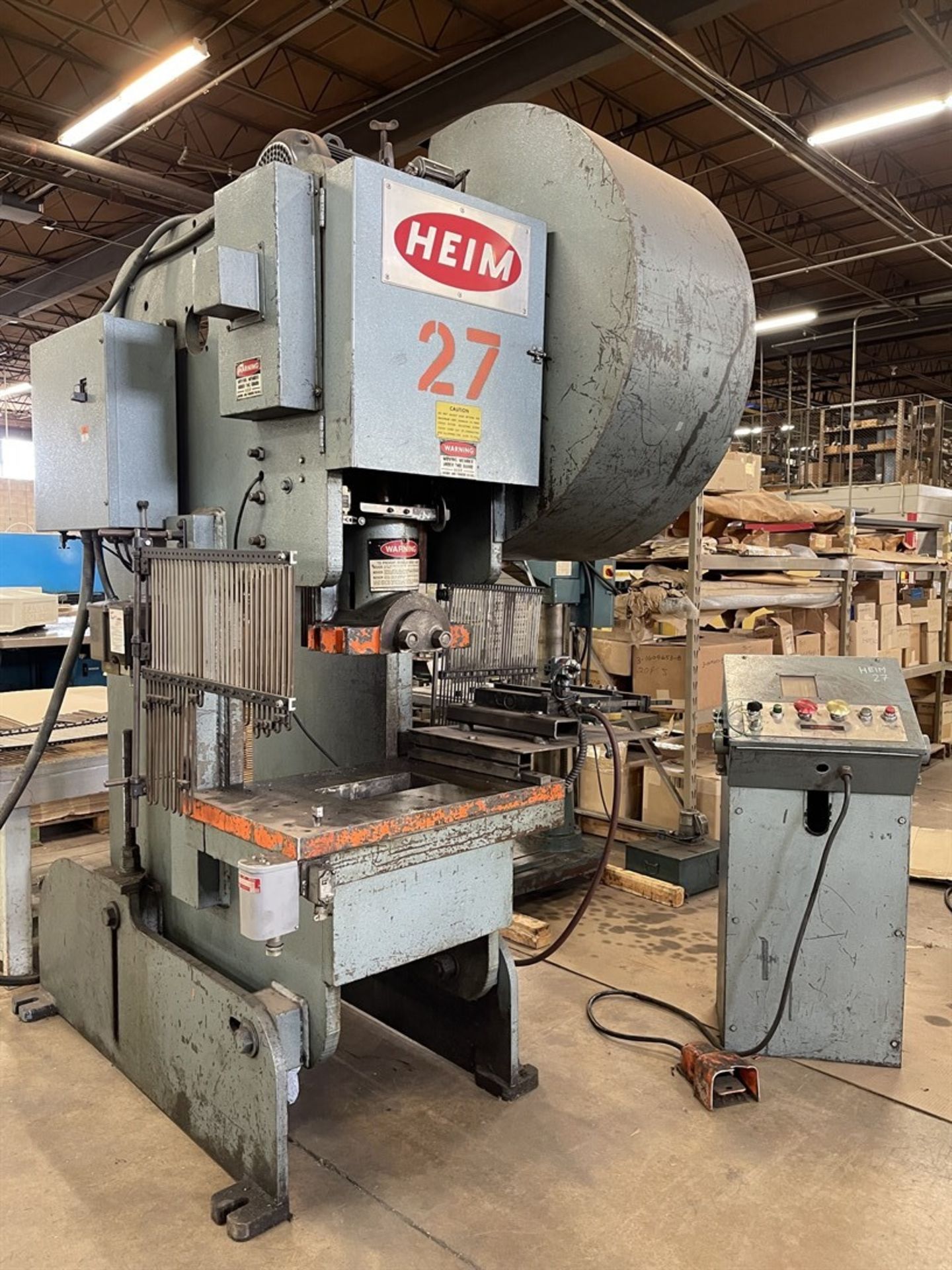 HEIM 7A OBI Press, s/n H3602, 70 Ton Capacity, 3” Stroke, 110 SPM, 20” x 32” Table, 6” x 12” Hole in