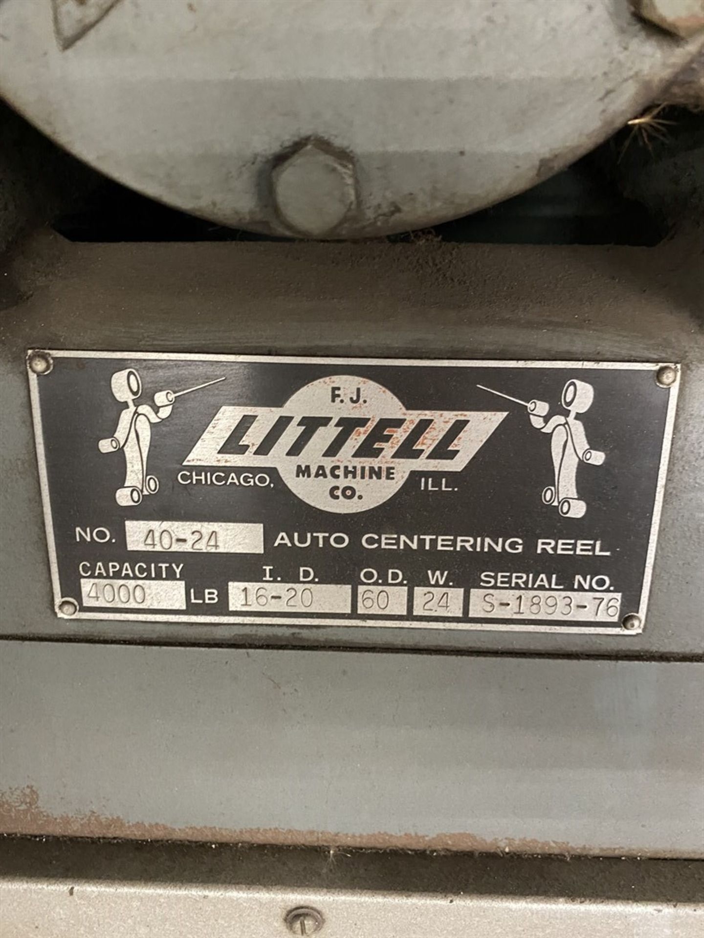 LITTELL 40-24 Auto-Centering Reel, s/n S-1893-76, 4000 Lb. Capacity - Image 3 of 5
