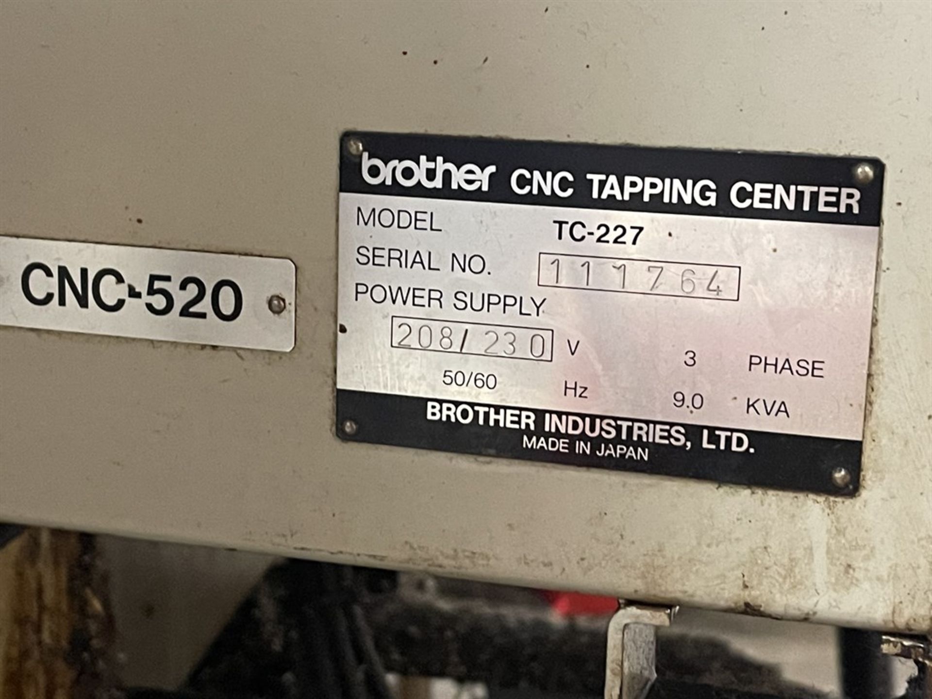 BROTHER TC-227 CNC Drilling & Tapping Center, s/n 111764, CNC 520 Control, 16.5” X, 11.8” Y, 9.8” Z, - Image 9 of 9