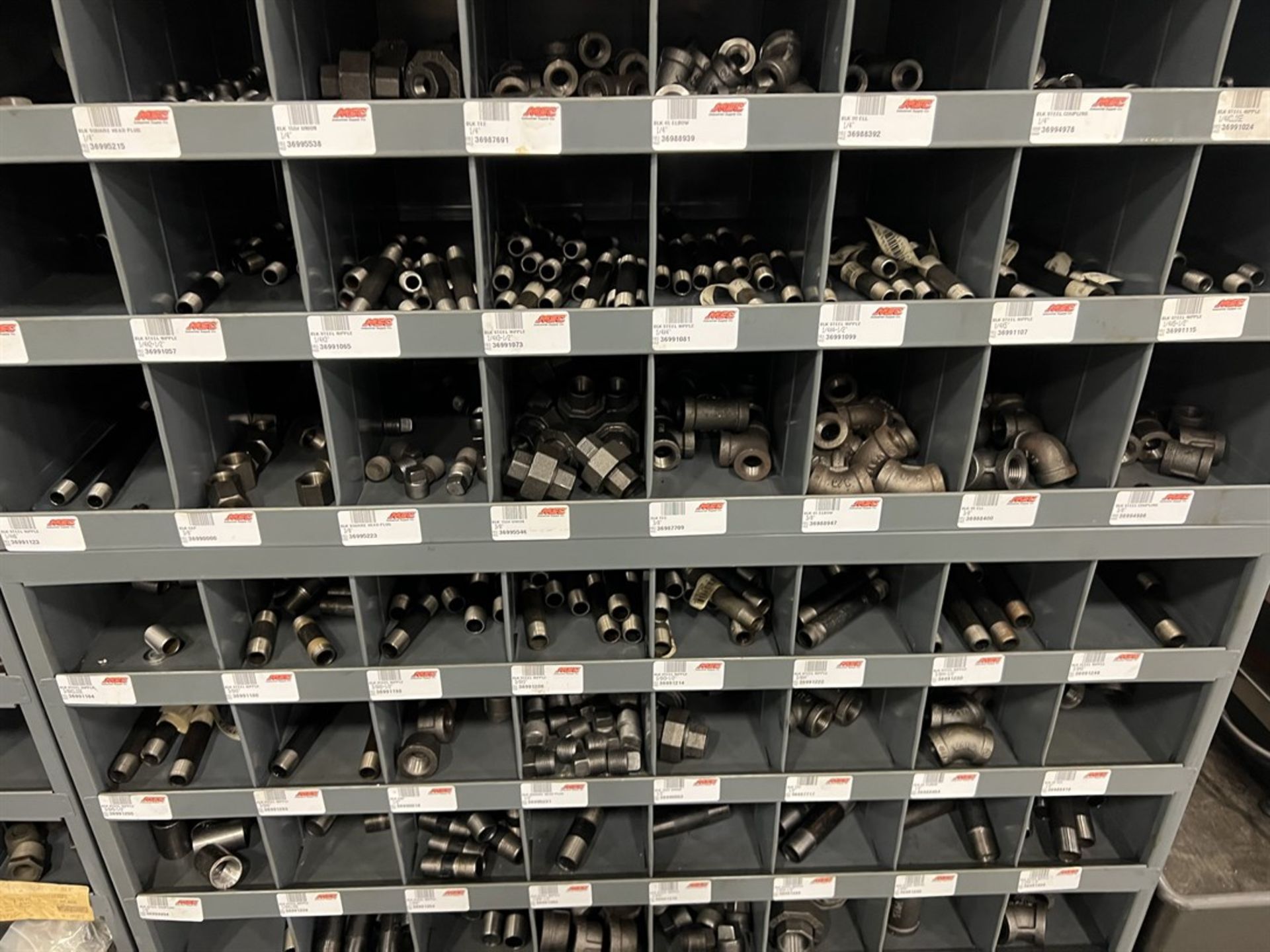 MSC Supply Dual Rack Pigeon Hole Storage System w/ Large Assortment of Fittings - Image 3 of 7