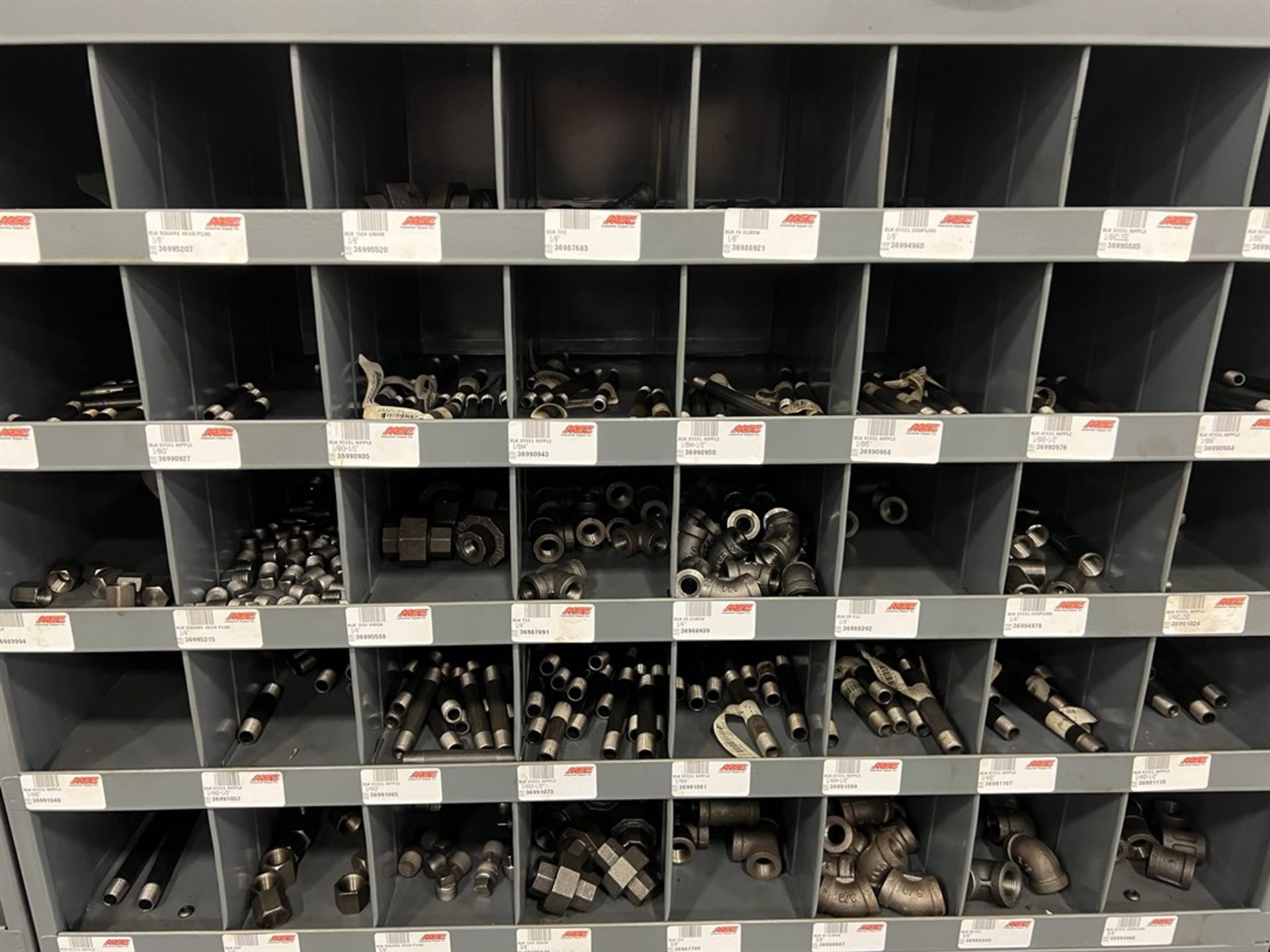 MSC Supply Dual Rack Pigeon Hole Storage System w/ Large Assortment of Fittings - Image 2 of 7