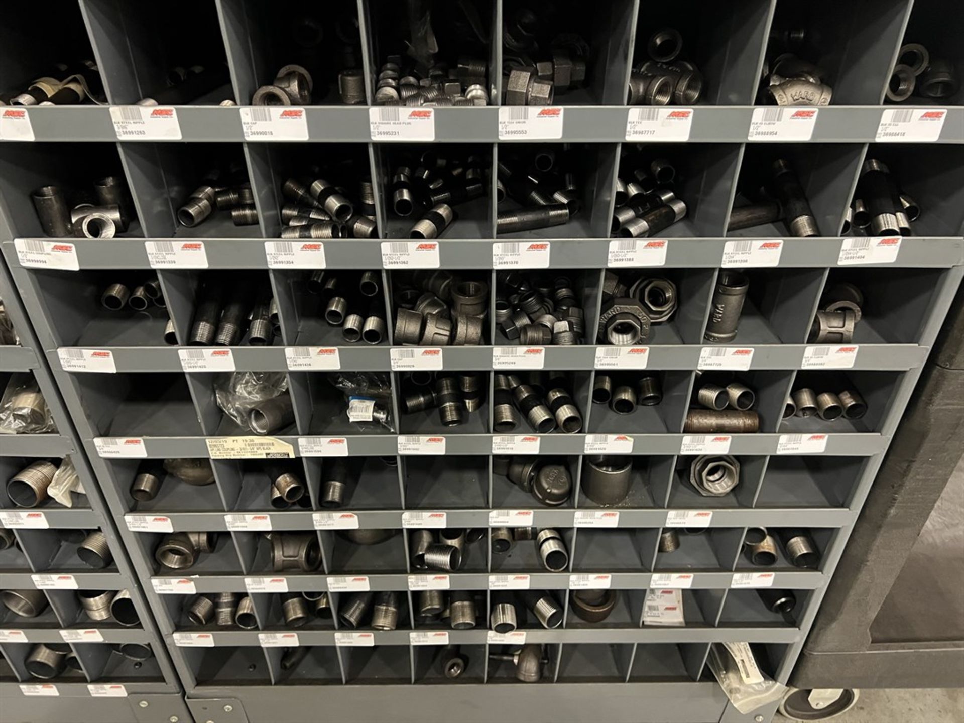 MSC Supply Dual Rack Pigeon Hole Storage System w/ Large Assortment of Fittings - Image 4 of 7