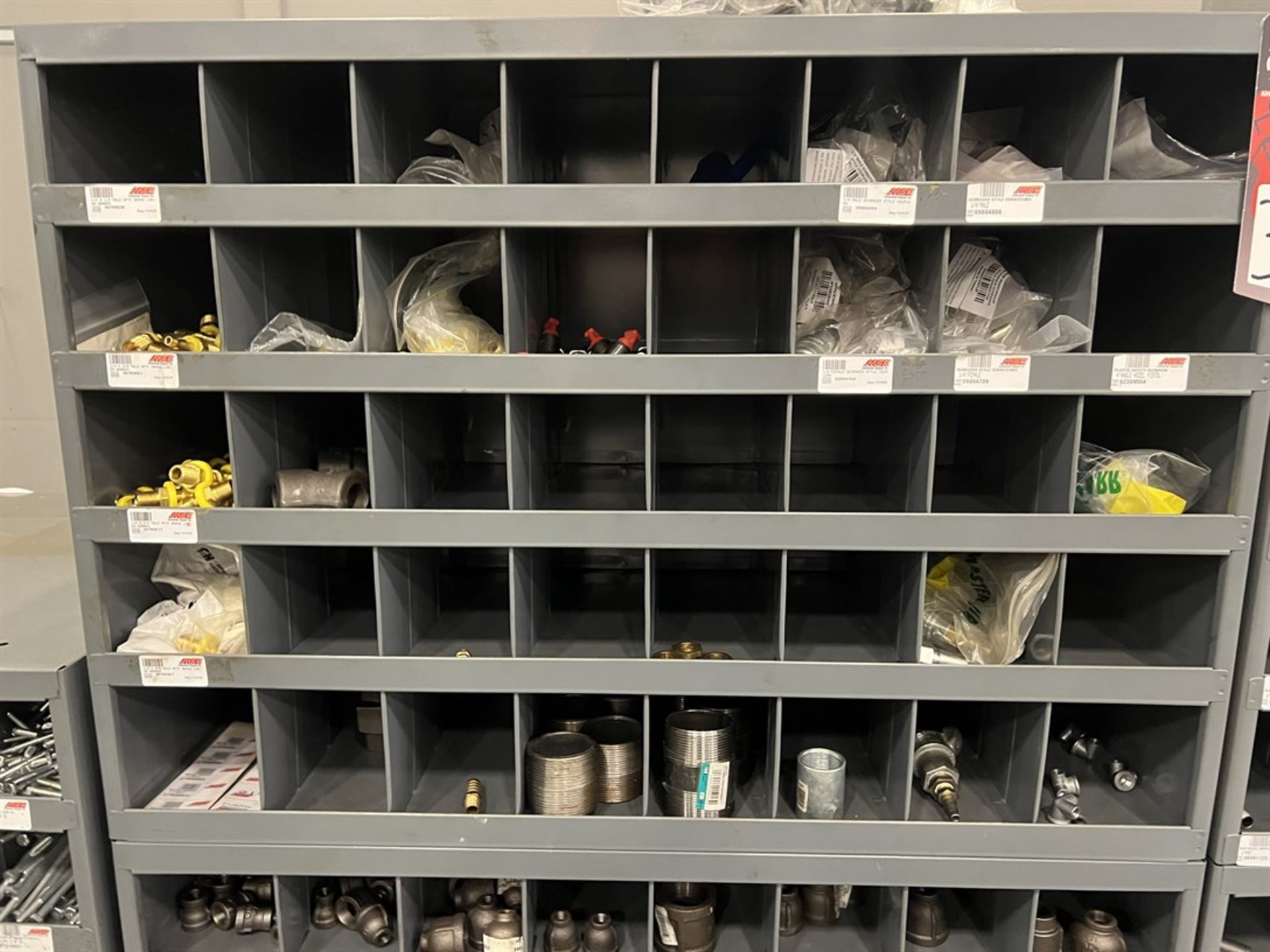 MSC Supply Dual Rack Pigeon Hole Storage System w/ Large Assortment of Fittings - Image 5 of 7