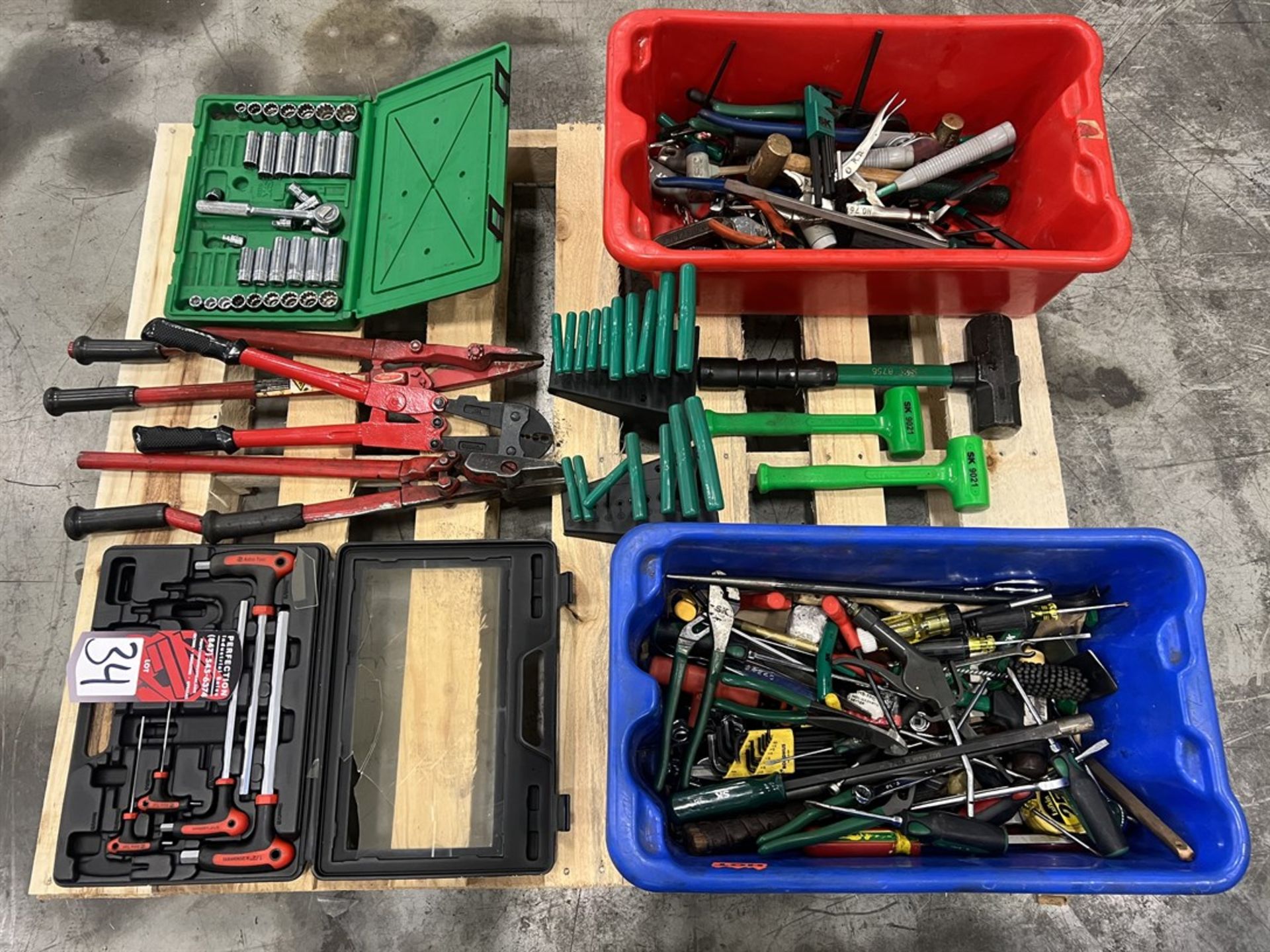 Lot of Assorted Hand Tools Including Hammers, Cutters, Hex Key Sets, Allen Keys Sets, and Socket - Image 2 of 2