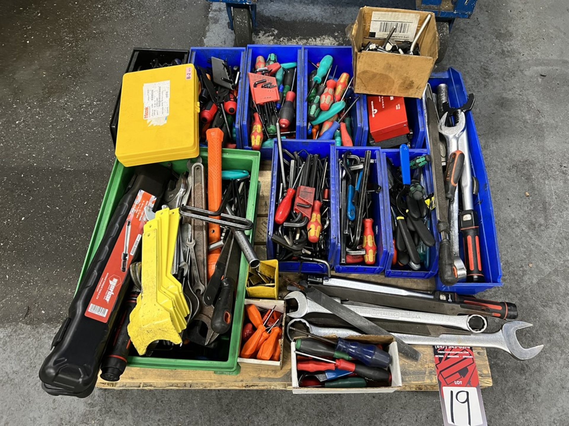 Pallet of Hand Tools Comprising Torx, Spanner, and Allen Wrenches