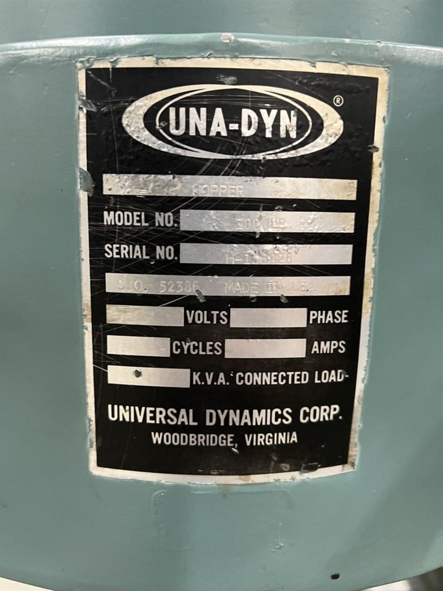 UNA-DYN Dry Spot Hopper Dryer, s/n DS-86075 - Image 3 of 5