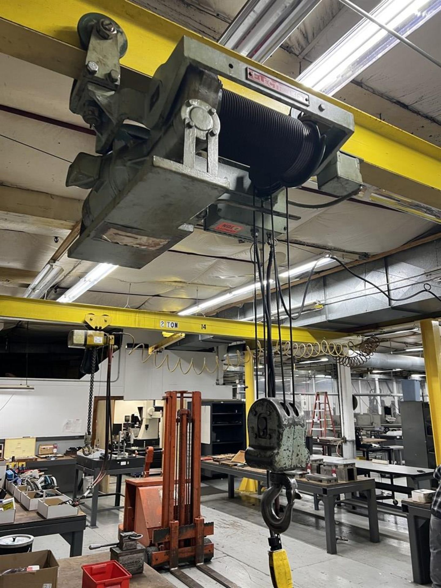 Free Standing Bridge Crane System, w/ (2) 2-Ton Bridges, (1) Electrolift Electric Hoist w/ - Image 5 of 10