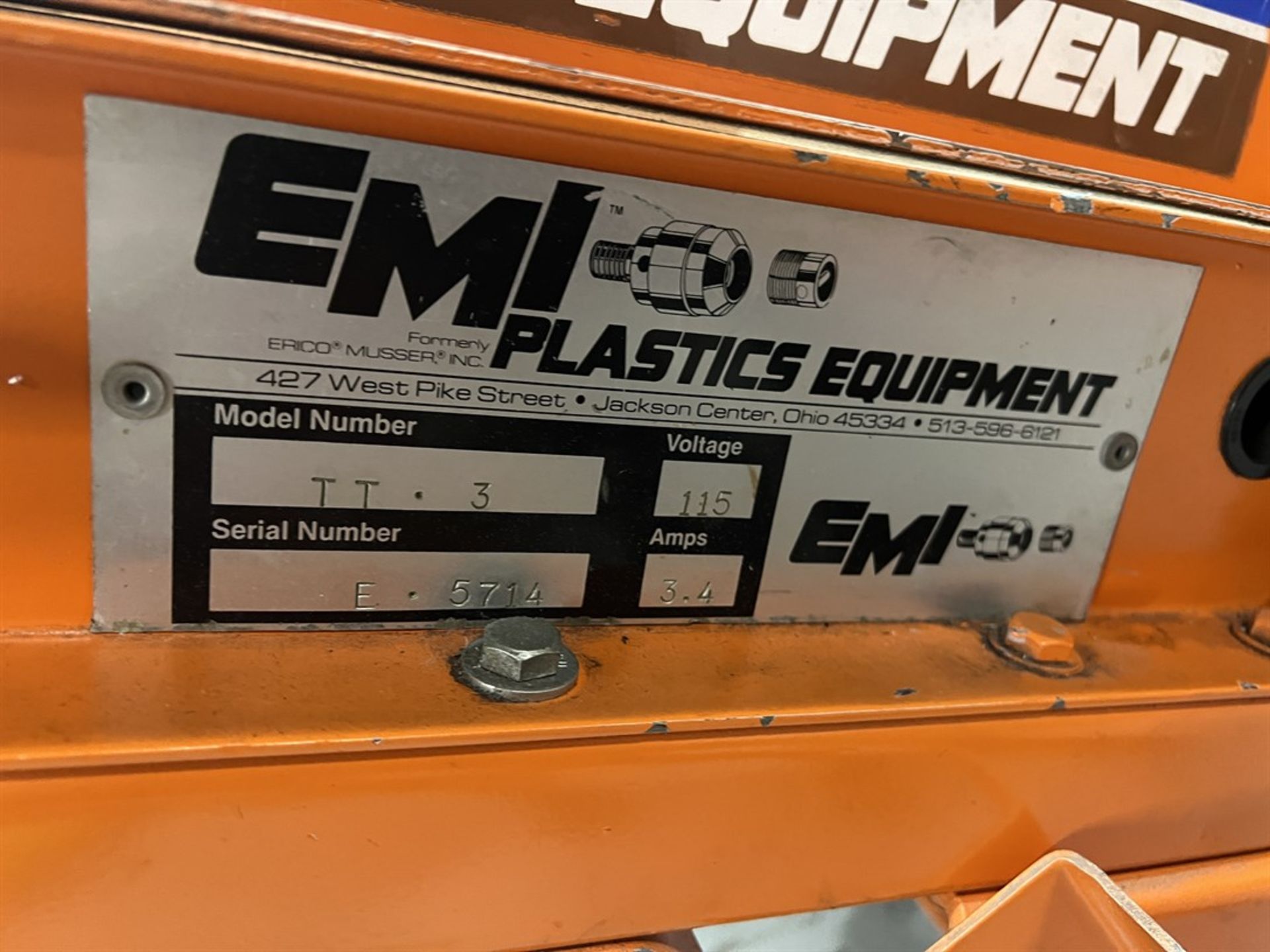 EMI PLASTICS TT-3 Power Incline Conveyor, s/n E-5714 - Image 3 of 3