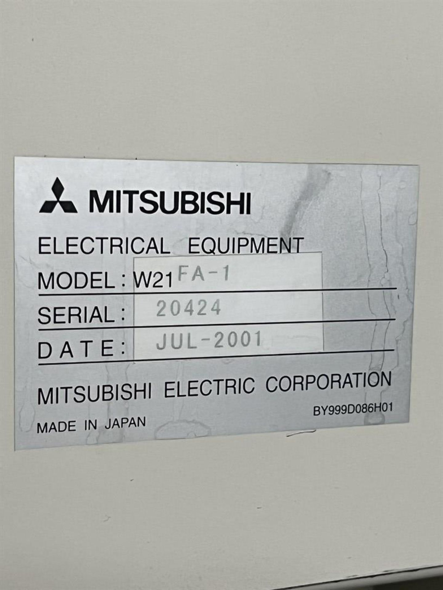 2001 MITSUBISHI FA20 3 Axis CNC Wire EDM, s/n 01A20425, w/ CNC Control, Travels: x-19.7”, y-13.8”, - Image 11 of 11