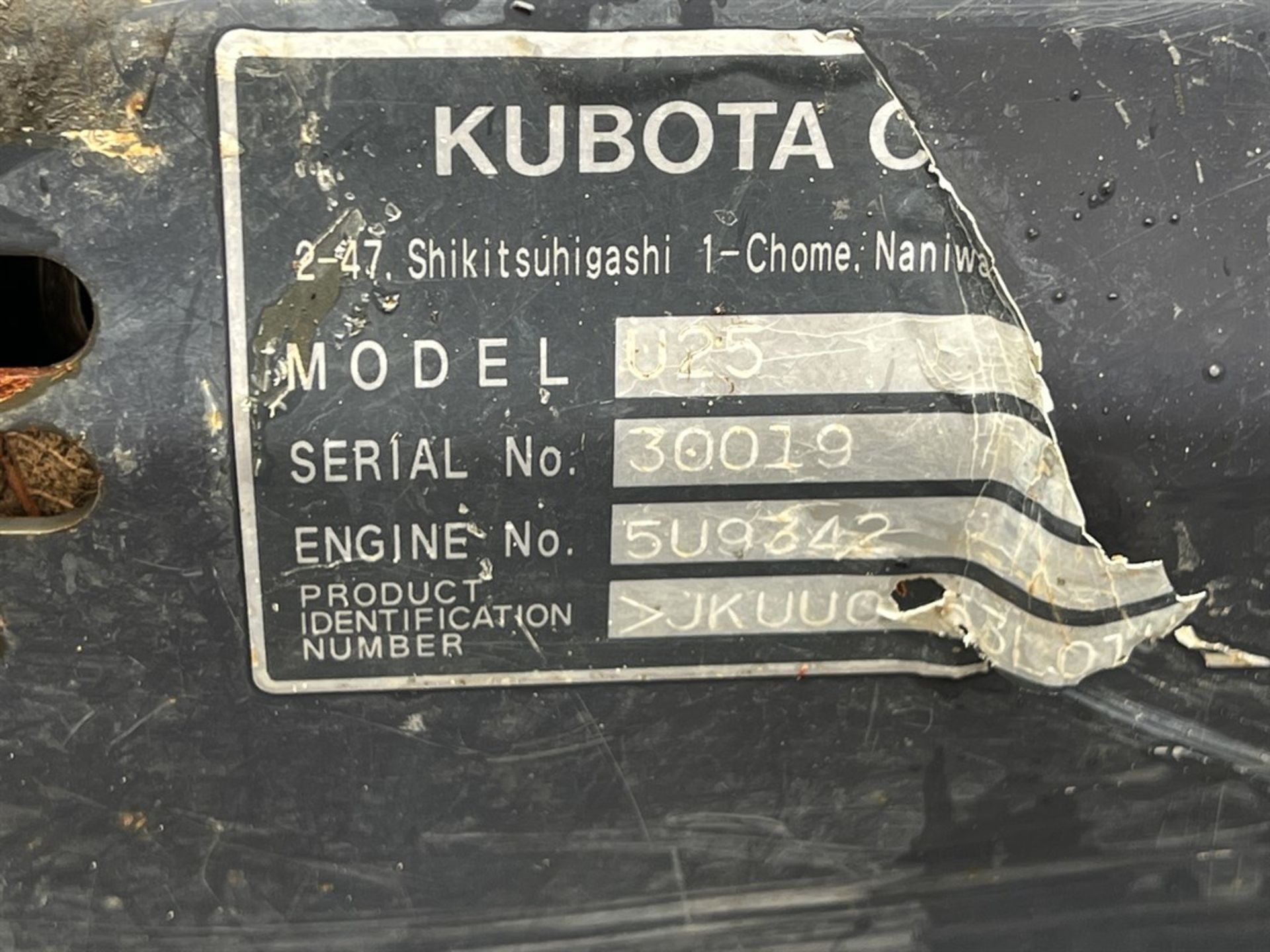 KUBOTA U25 Mini Hydraulic Excavator, s/n 30019, Front Leveling Blade, Rubber Tracks, 1256 Hours - Image 13 of 13