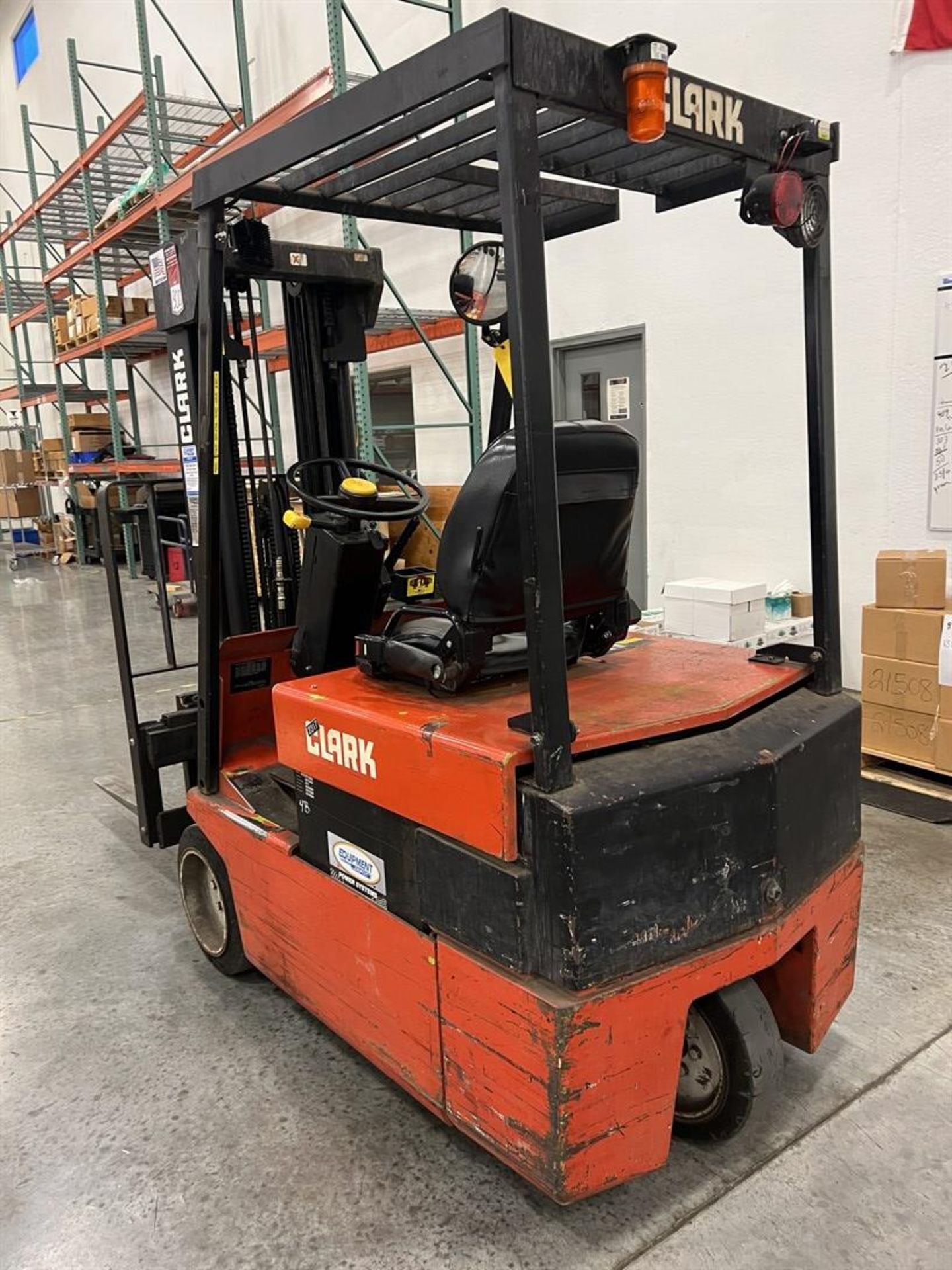 CLARK TM20 4,000 Lb. Electric 3-Wheel Forklift, s/n TM247-1226-9091FB, Triple Mast, Side Shift, w/ - Image 4 of 11