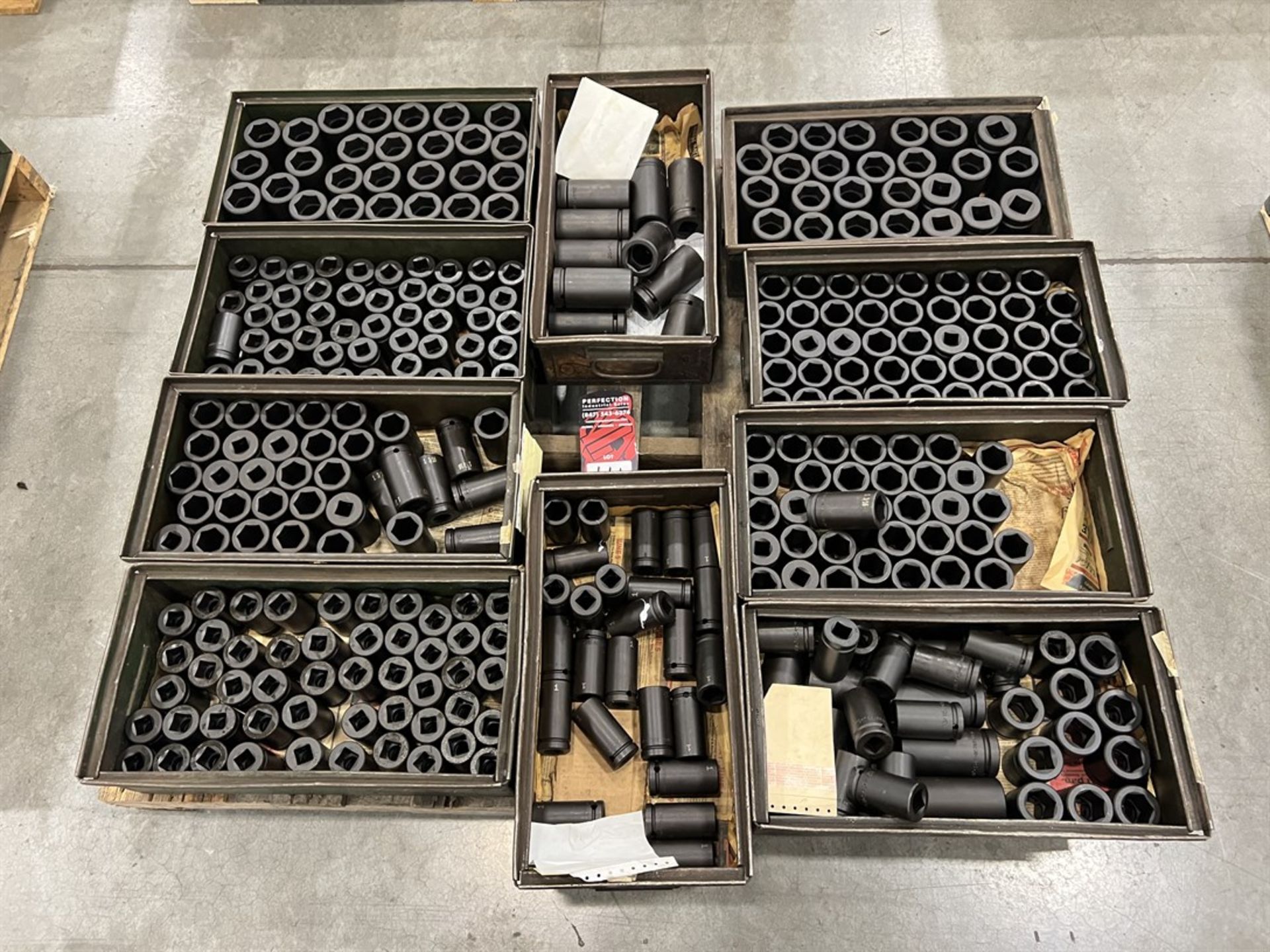 Pallet of 3/4" and 1" Drive Impact Sockets up to 35mm and 1-3/16"