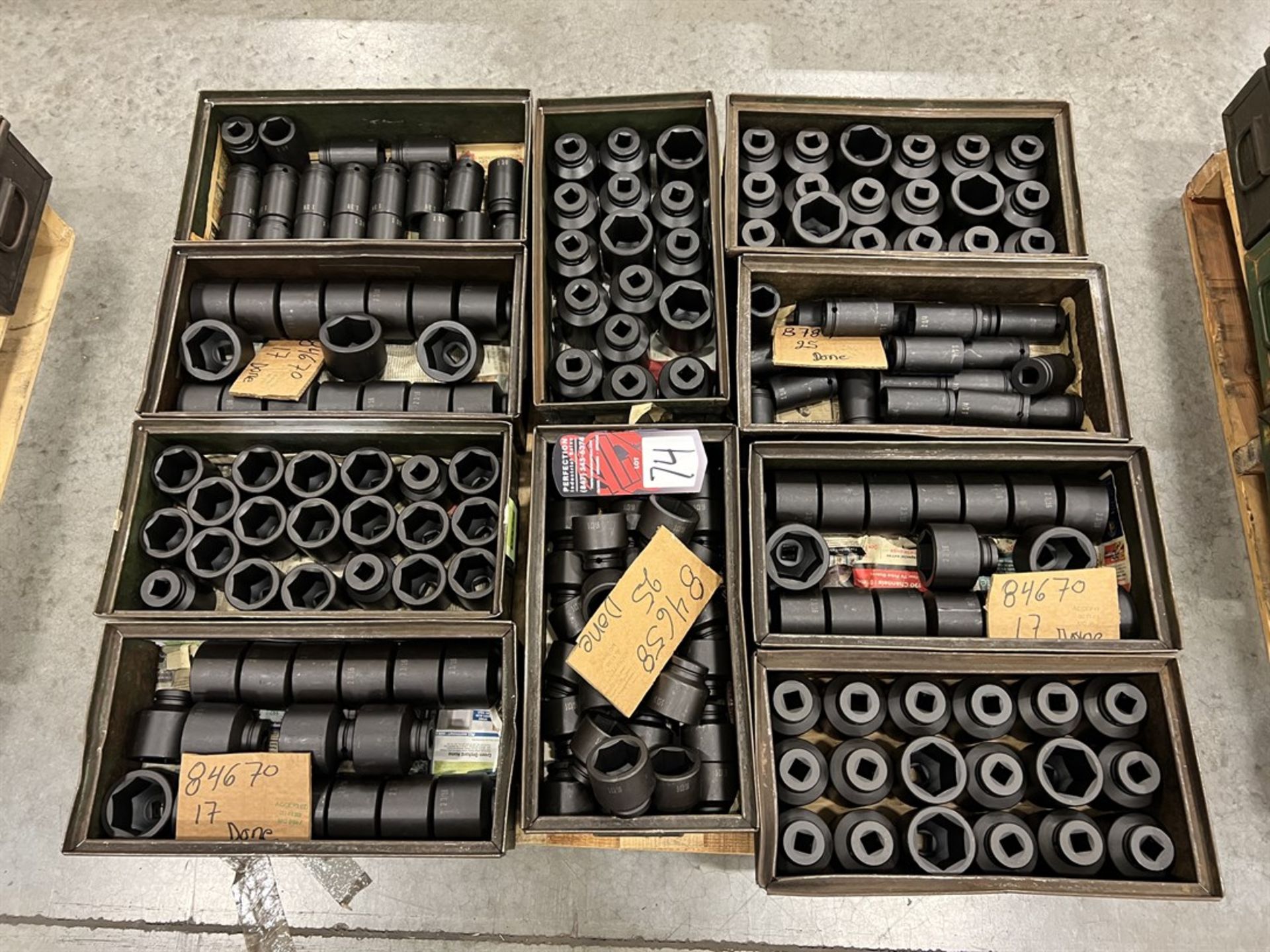 Pallet of 3/4" Drive Impact Sockets from 1-1/4" to 2-3/16"