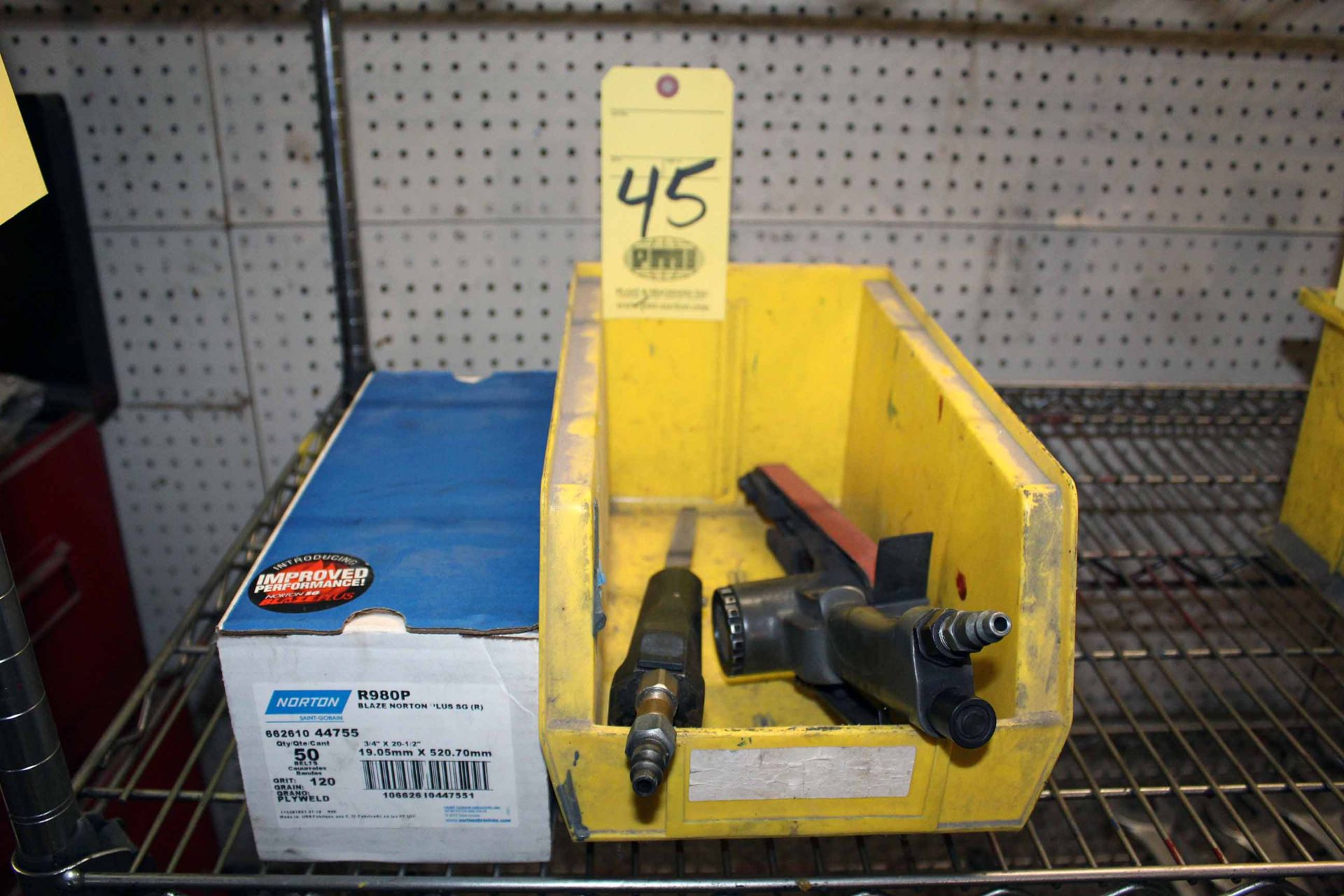 LOT CONSISTING OF: pneumatic file & belt sander, w/extra media