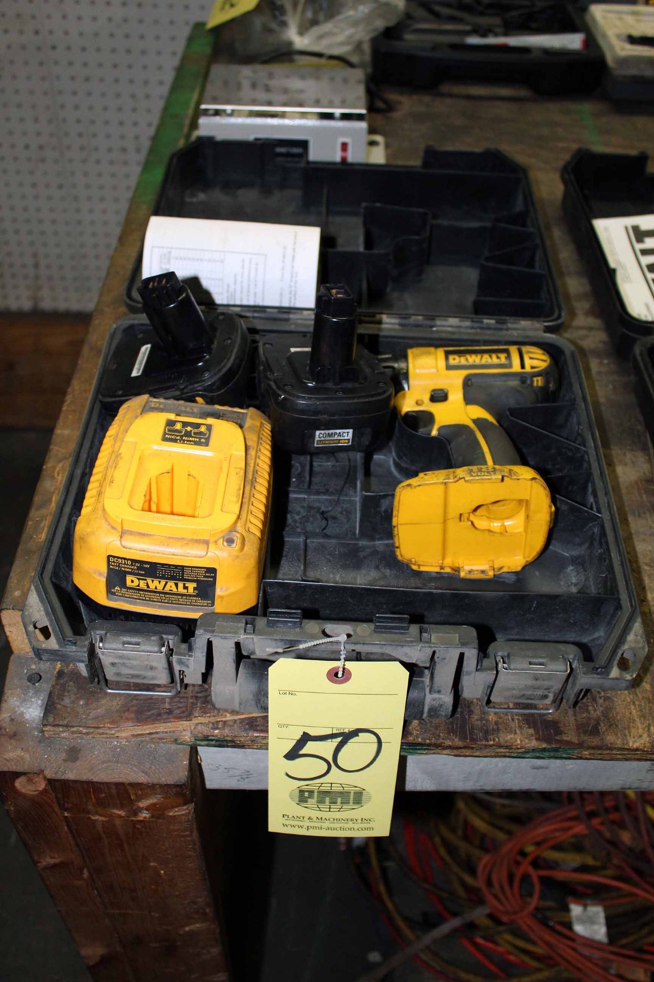 CORDLESS DRILL, DEWALT, 18 V. lithium, w/battery & charger