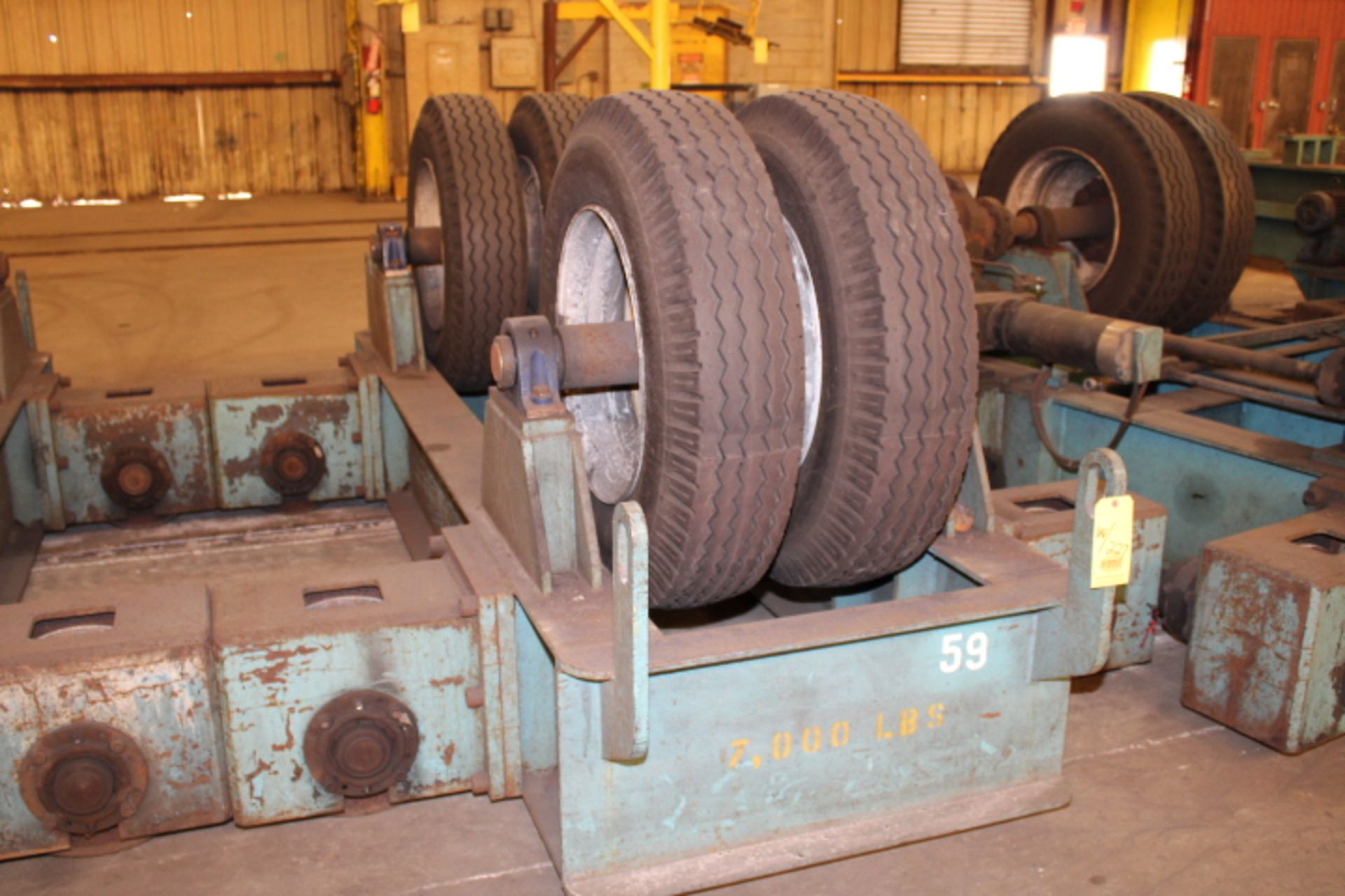 TANK TURNING ROLL SET, driver & idler, 10 T. Cap., tire type, approx. 42" dia. wheel - Image 3 of 4