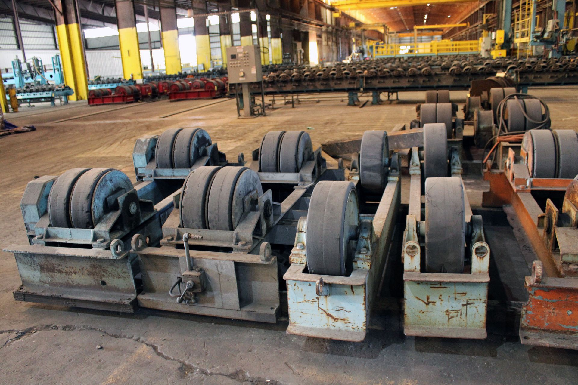 LOT OF TURNING ROLLS: (1) drive unit & (8) idler units, approx. 20" dia. wheel - Image 4 of 5