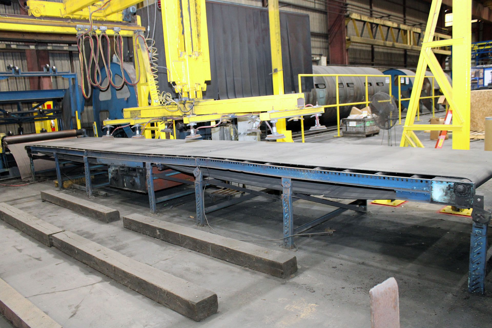 BELT CONVEYOR SYSTEM, ROACH MANUFACTURING, 54" WIDE X 31' LONG, ADJUSTABLE HEIGHT