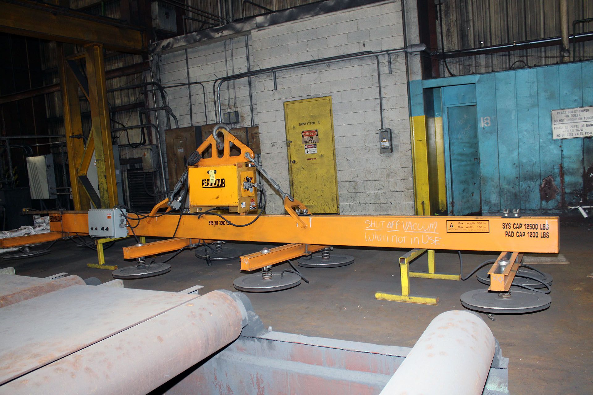 VACUUM PLATE LIFTER, PERMADUR MDL. SERIES 408 SYSTEM, 1,500 pwr. pack, 388” max. length & 106” - Bild 2 aus 8