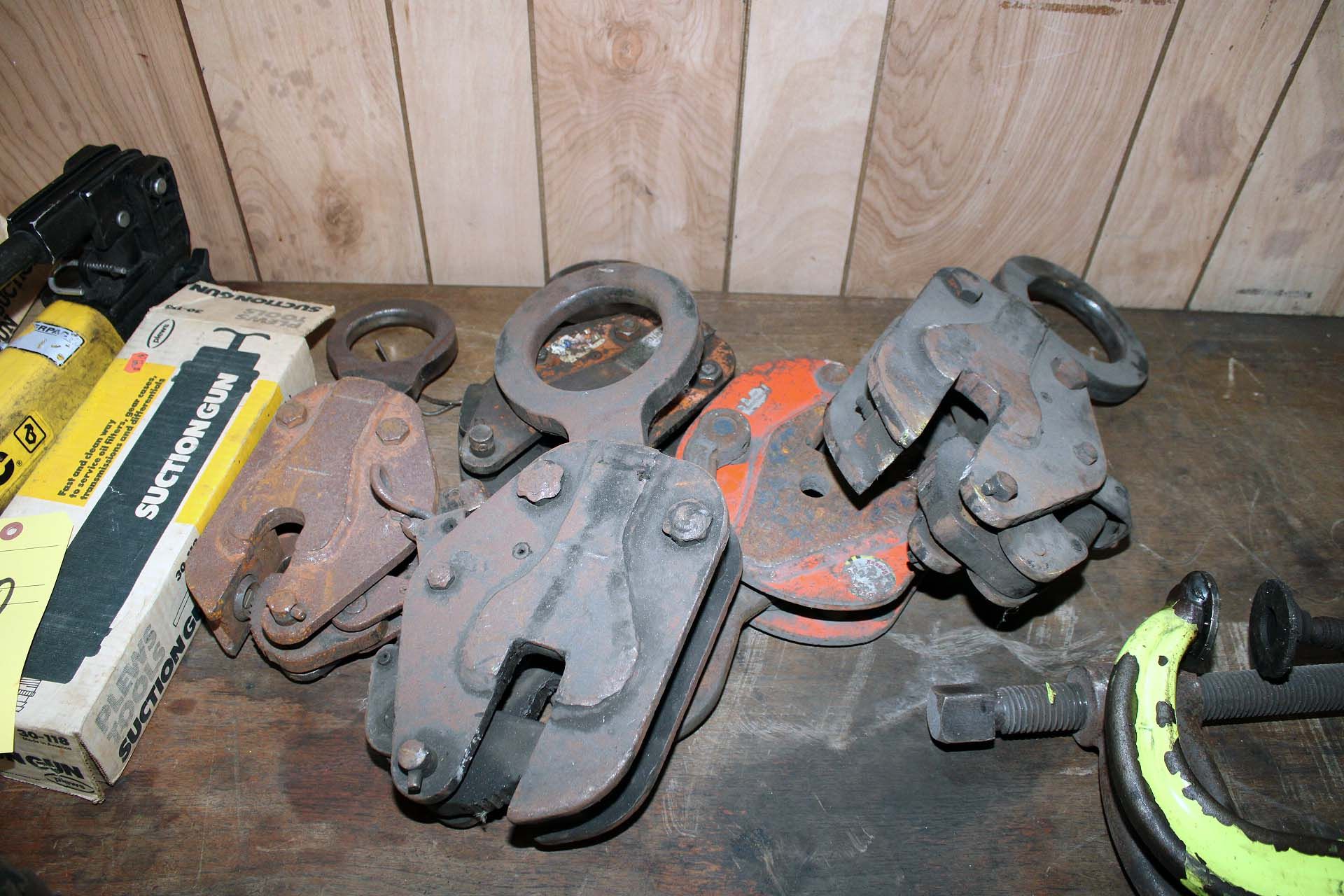 LOT CONSISTING OF: (1) Enerpac hand pump, (2) suction guns, (2) 1" plate clamps, (3) 1-1/2" plate - Image 4 of 4