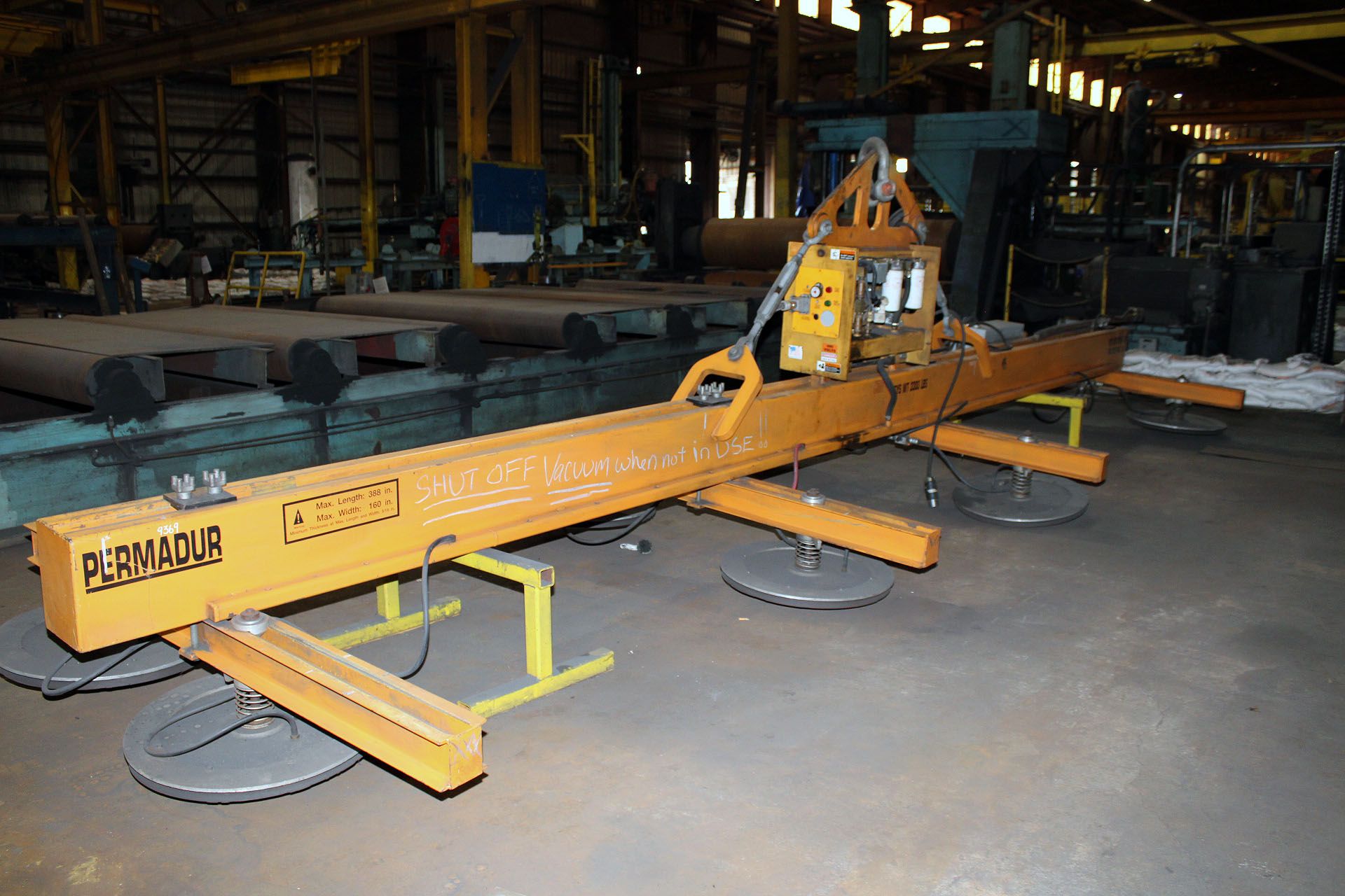 VACUUM PLATE LIFTER, PERMADUR MDL. SERIES 408 SYSTEM, 1,500 pwr. pack, 388” max. length & 106” - Bild 3 aus 8