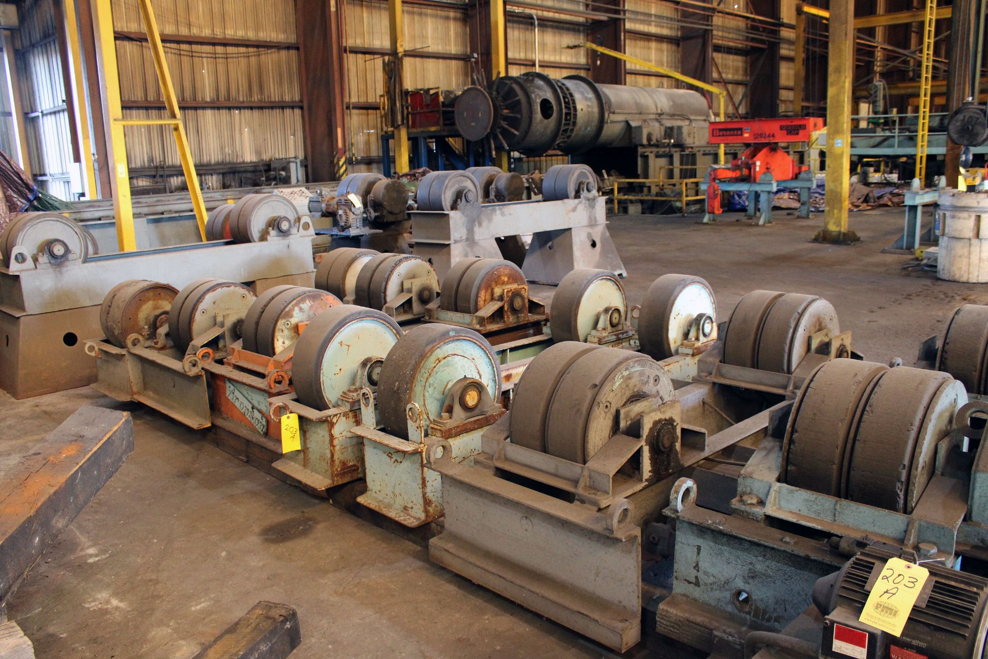 LOT OF TURNING ROLLS: (1) drive unit & (8) idler units, approx. 20" dia. wheel - Image 5 of 5