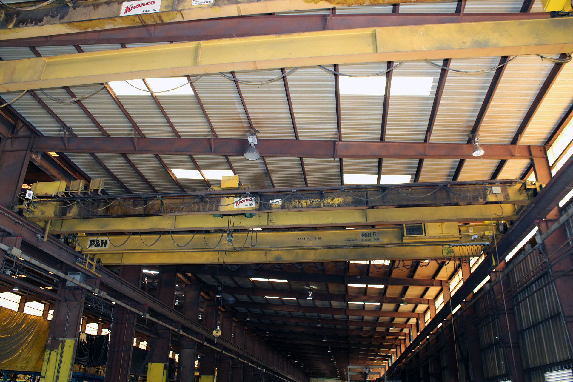 OVERHEAD BRIDGE CRANE, KRANCO 5 T. X APPROX. 62’ SPAN, approx. 26’ under hook, dbl. girder, top