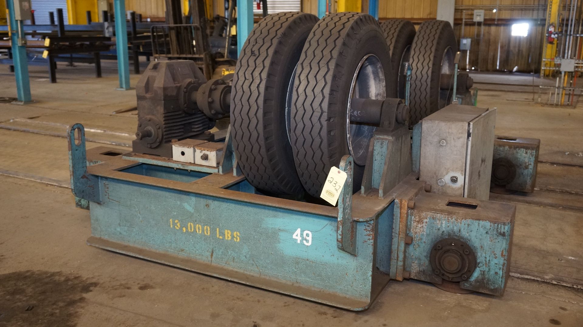 TANK TURNING ROLL SET, driver & idler, 10 T. Cap., tire type, approx. 42" dia. wheel - Image 2 of 7