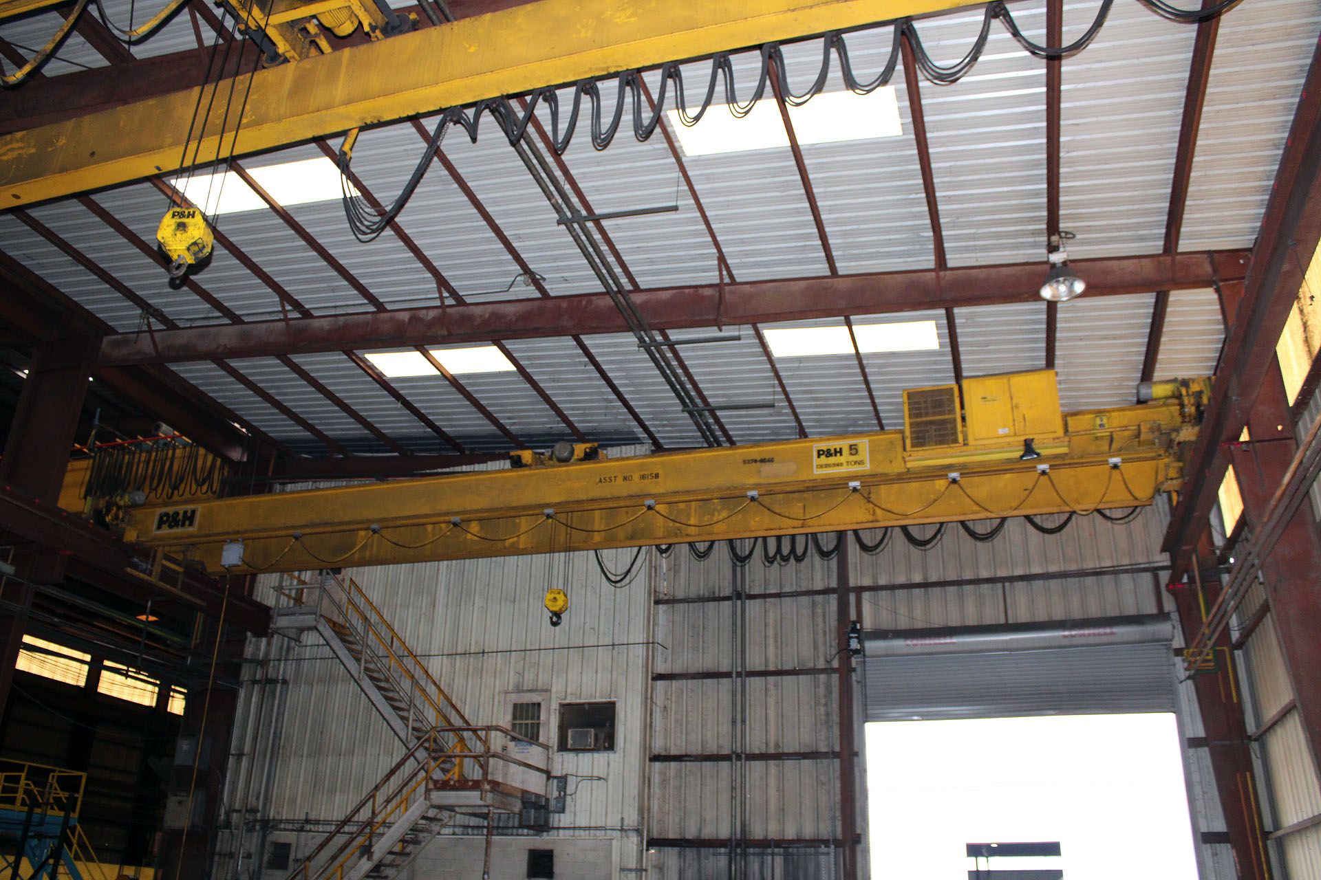 OVERHEAD BRIDGE CRANE, P&H ENGINEERING 5 T. X APPROX. 62’ SPAN, approx. 26’ under hook, dbl. girder,