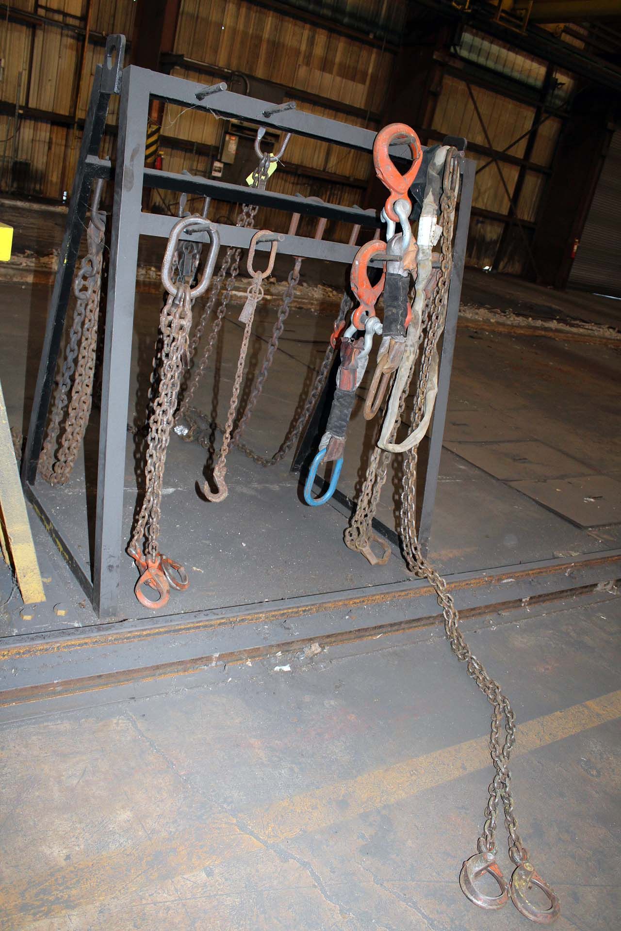 LOT OF CHAIN SLINGS (approx. 8), w/rack - Image 2 of 4