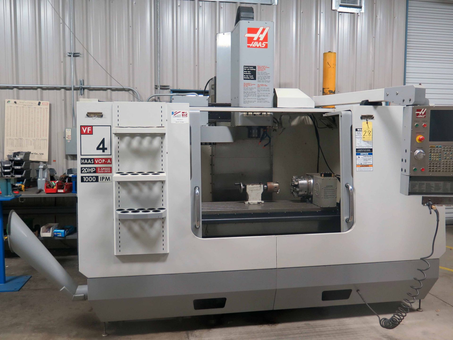 CNC VERTICAL MACHINING CENTER, HAAS MDL. VF-4B, new 2007, Haas V0P-A CNC control, 20 HP 2-spd.