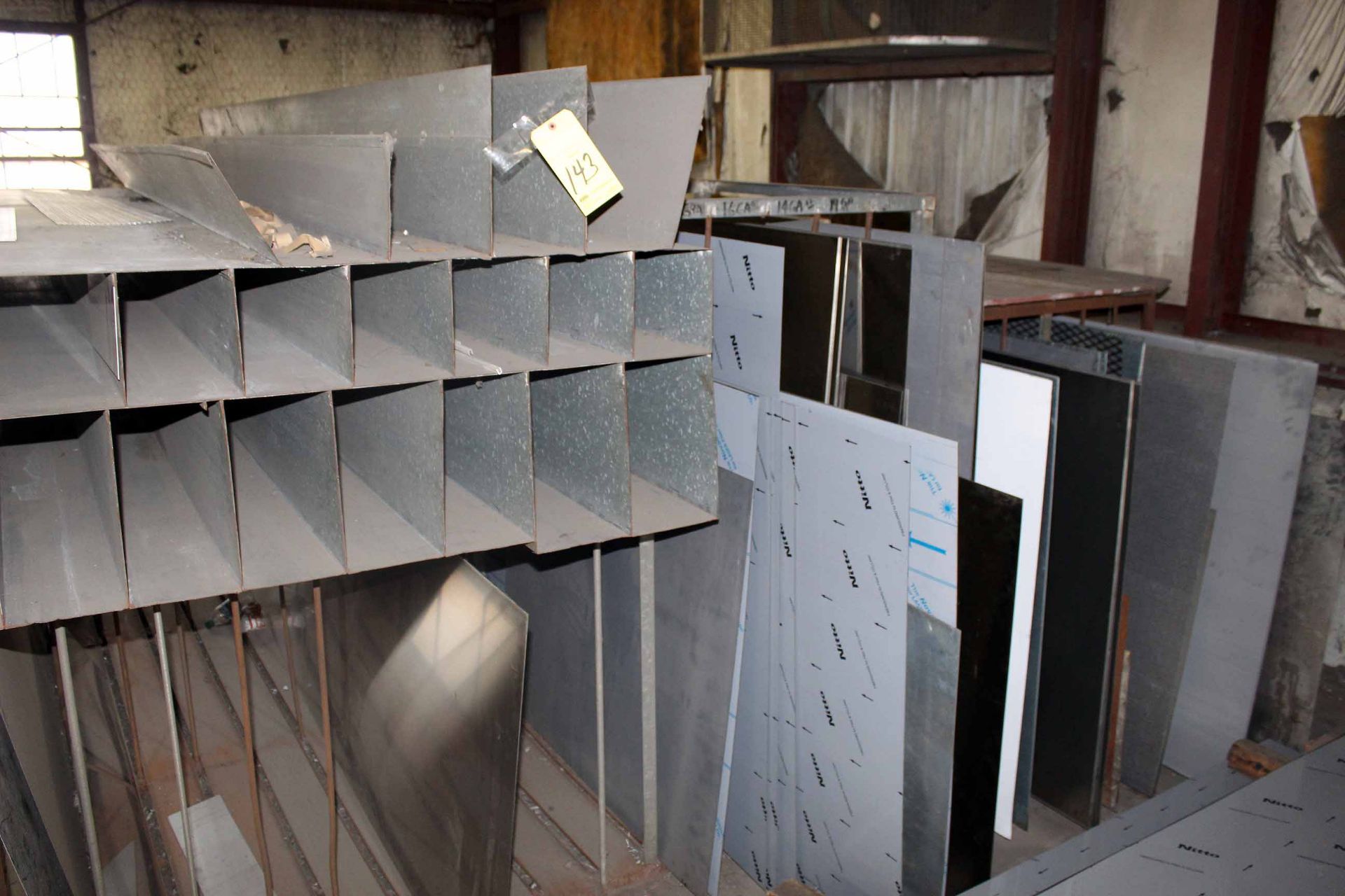 LOT OF STAINLESS STEEL SHEETS, on rack (rack included)