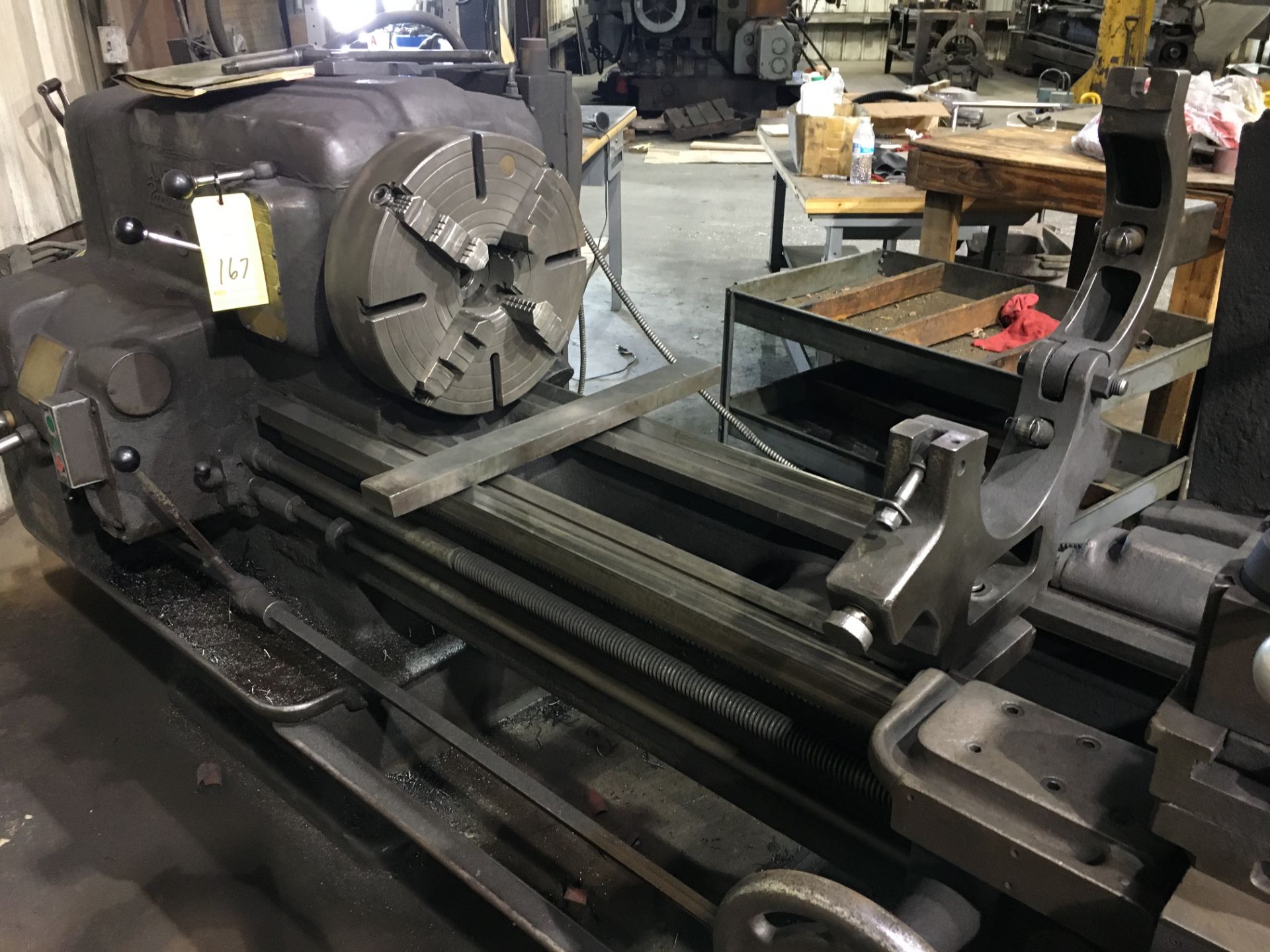 ENGINE LATHE, AMERICAN PACEMAKER 16" X 102", taper attach., 15" dia. 4-jaw chuck, (2) steadyrests, - Image 2 of 5