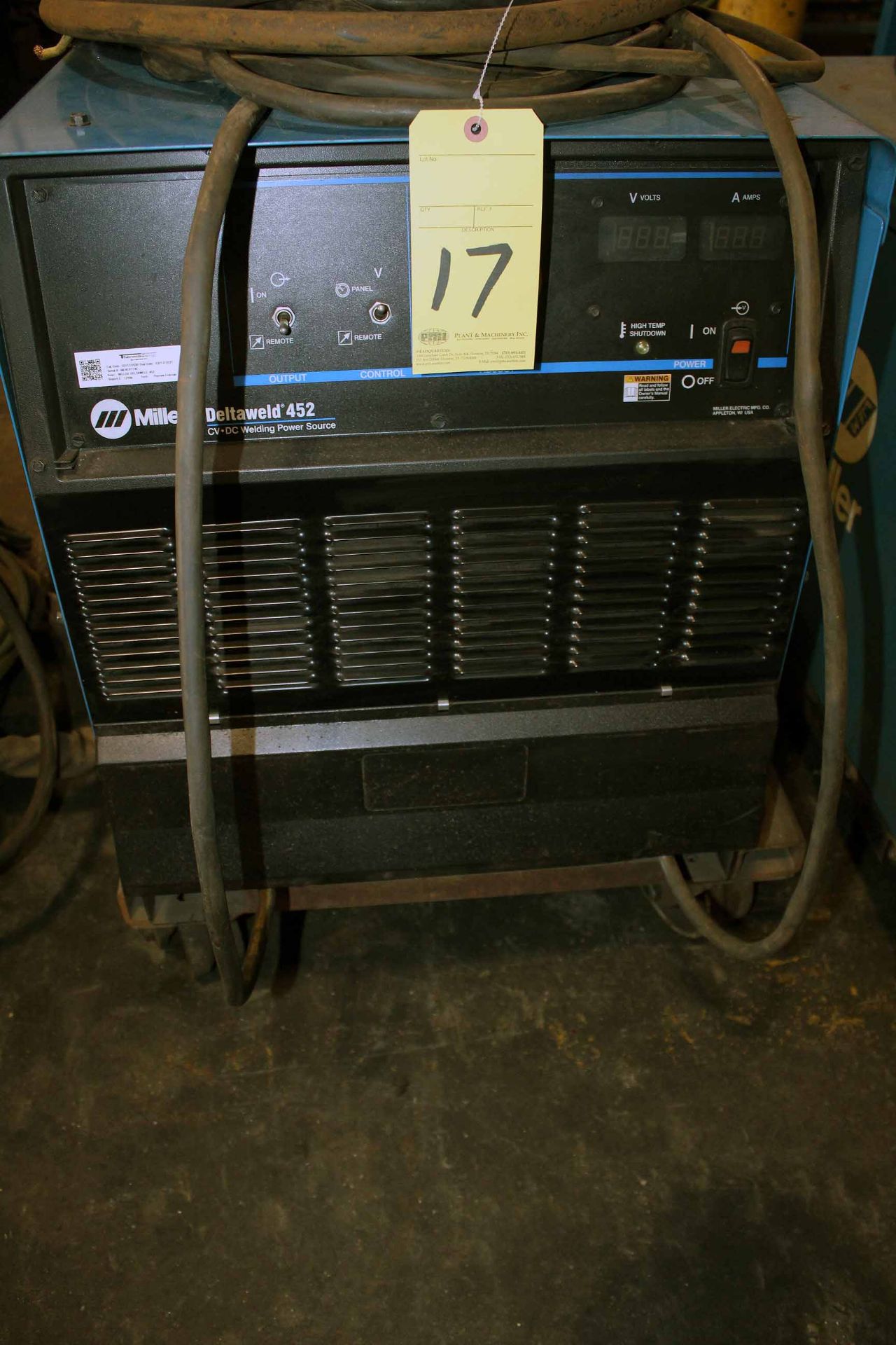 WELDING MACHINE, MILLER DELTAWELD 452, new 2014, S/N ME410119C, w/60 series Miller wire feeder, S/ - Image 2 of 4