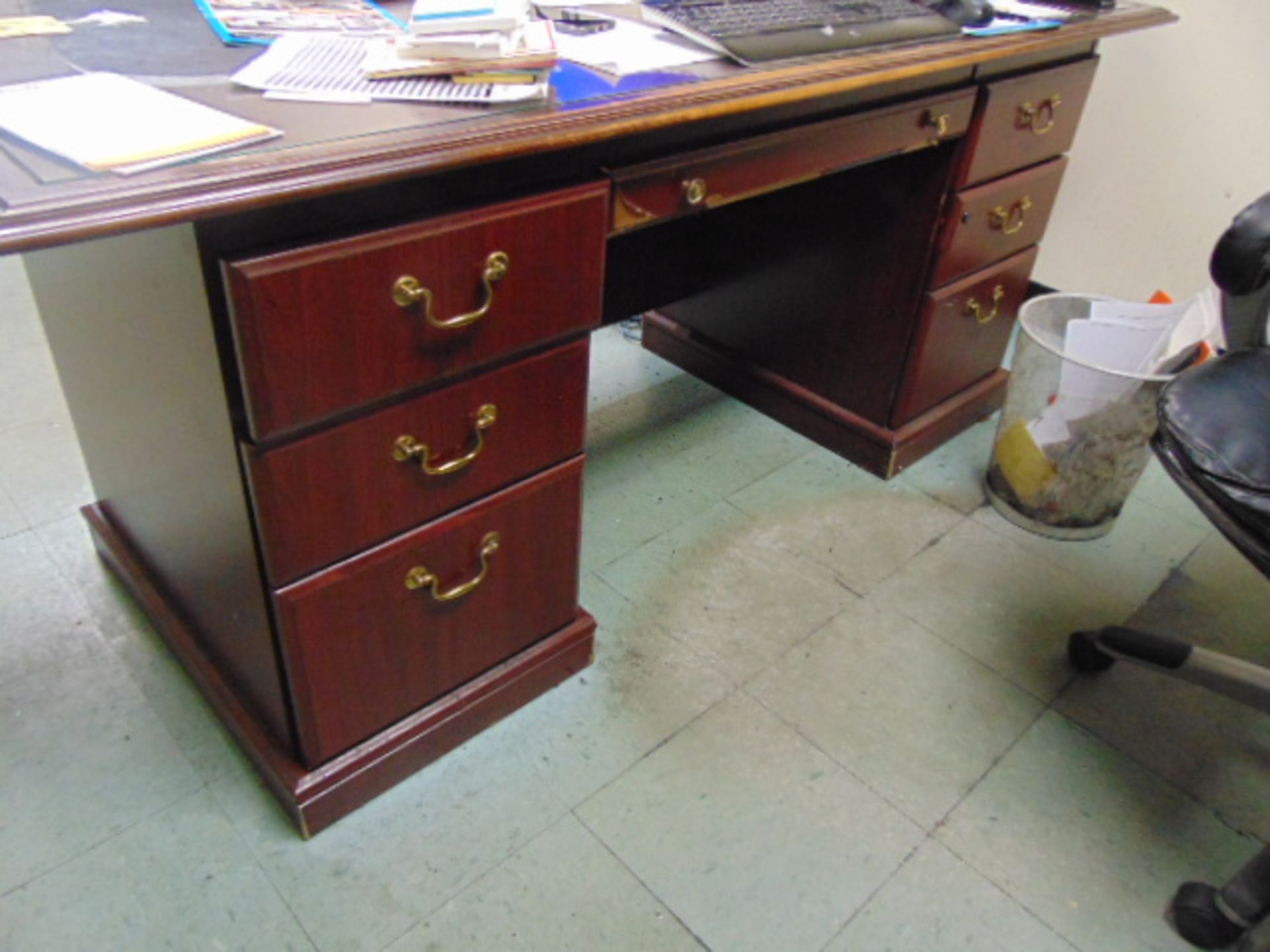 LOT CONSISTING OF: (4) assorted desks, bookcase & (4) assorted file cabinets