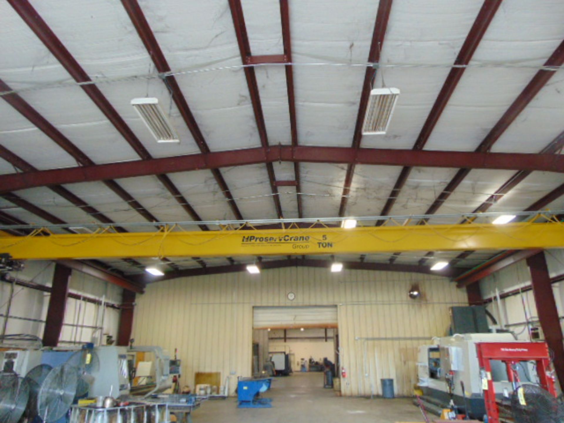 OVERHEAD BRIDGE CRANE, PROSERV, 5 T. CAP., approx. 5' span, underhung, Shawbox 5 T. cap. Electric