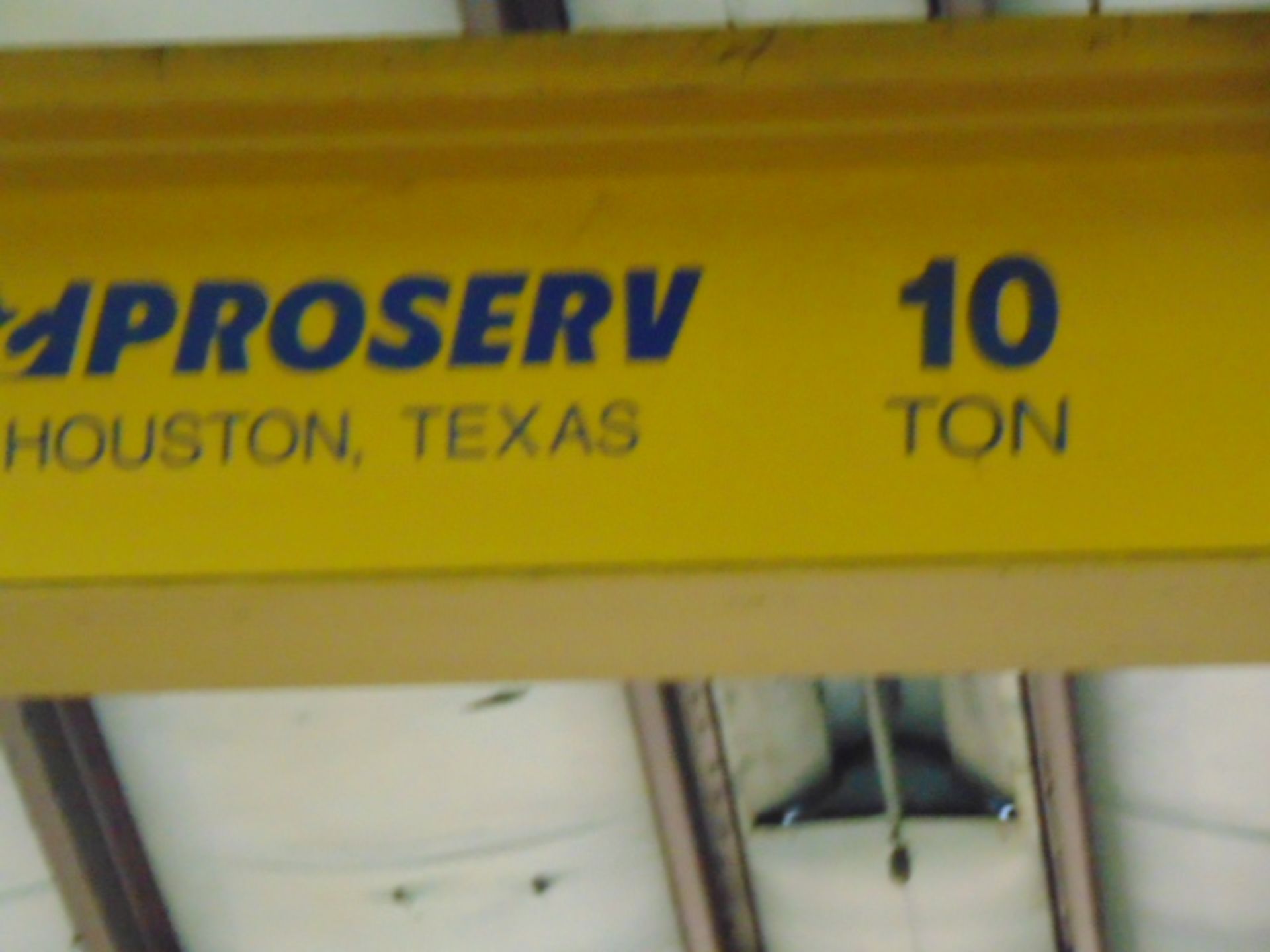 OVERHEAD BRIDGE CRANE, PROSERV, 10 T. CAP., top running, Shawbox 10 T. cap. electric cable hoist, - Image 3 of 5