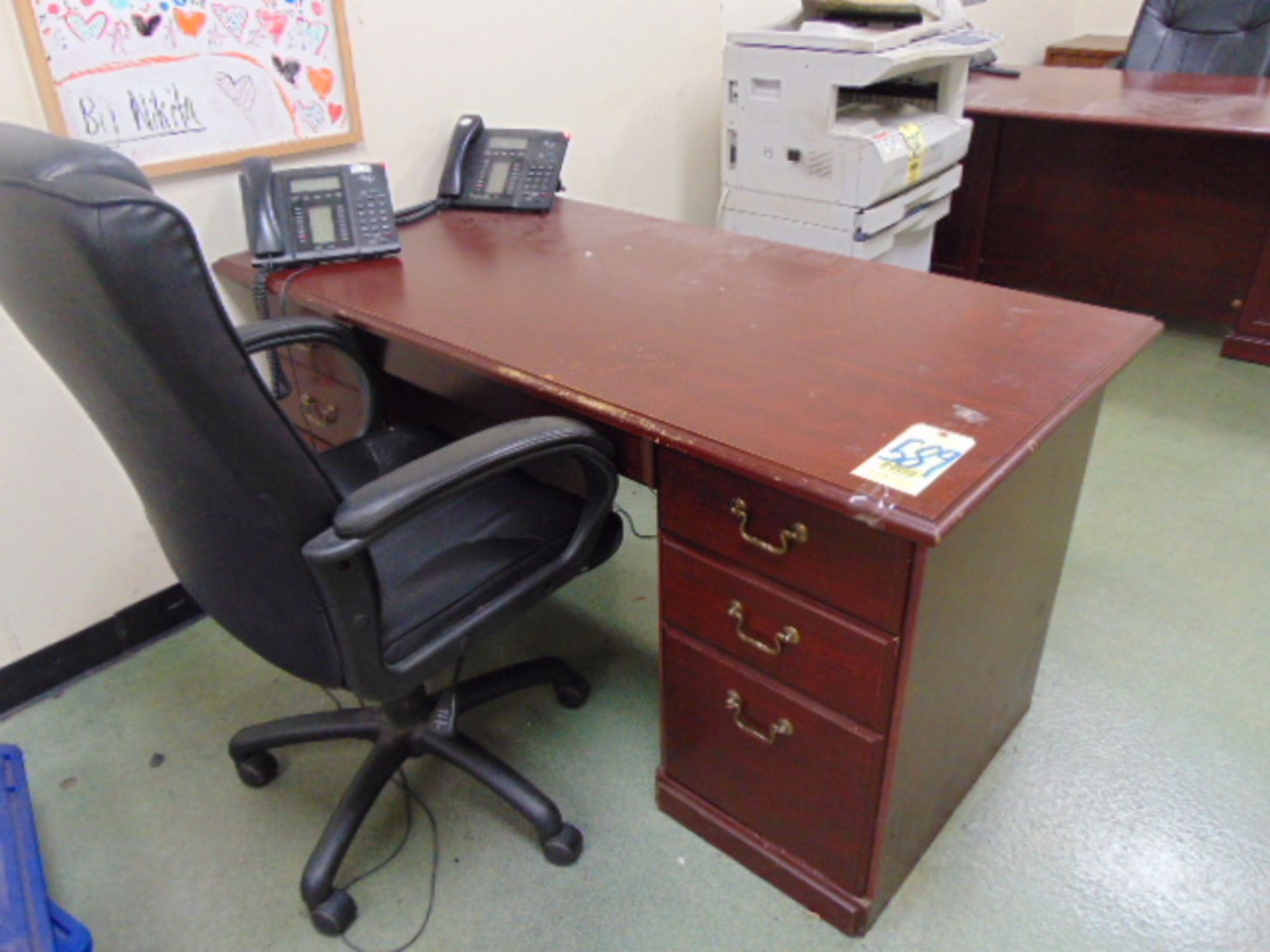 LOT CONSISTING OF: (5) desks, credenza, 4-drawer file cabinet