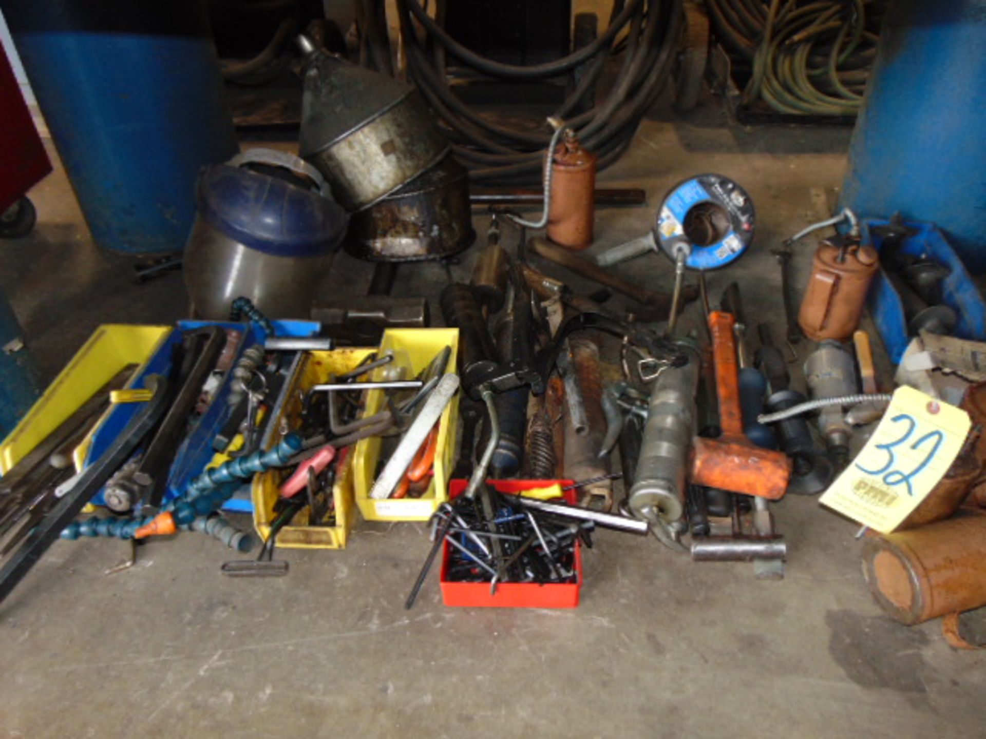 LOT OF HAND TOOLS, assorted (under one bench)