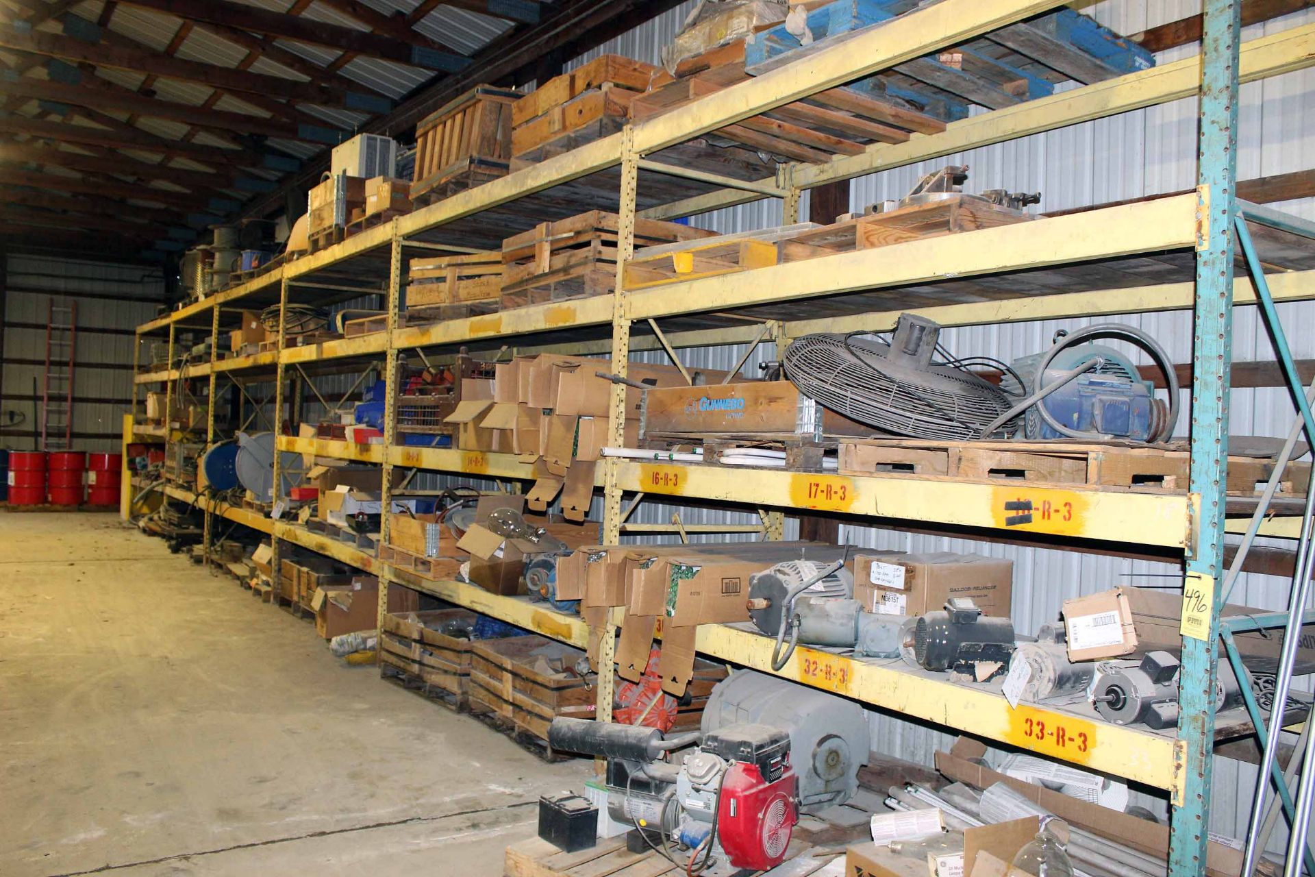 LOT CONTENTS OF RACK: hoses, motors, wire, etc.