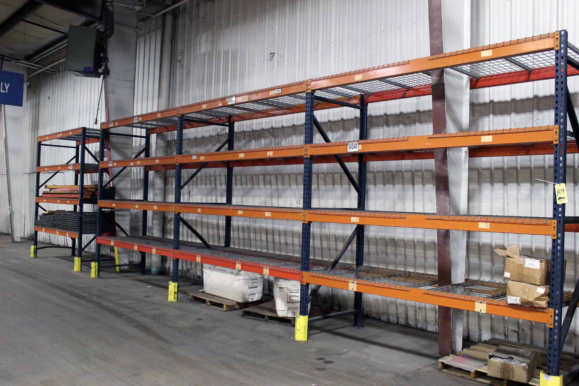 LOT OF PALLET RACK SECTIONS (4), 9' x 3-1/2', w/metal inserts