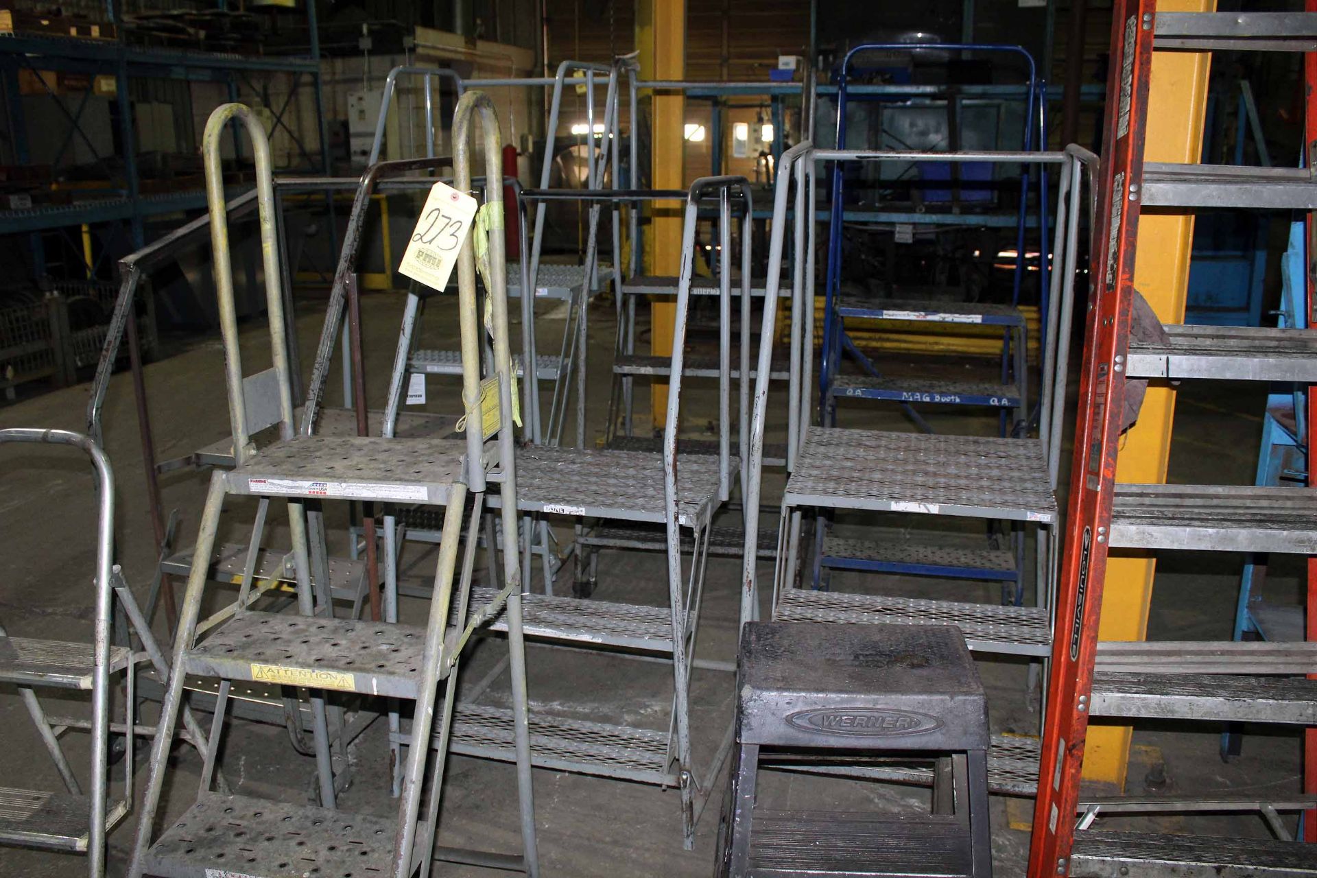 LOT OF SHOP ROLLING LADDERS