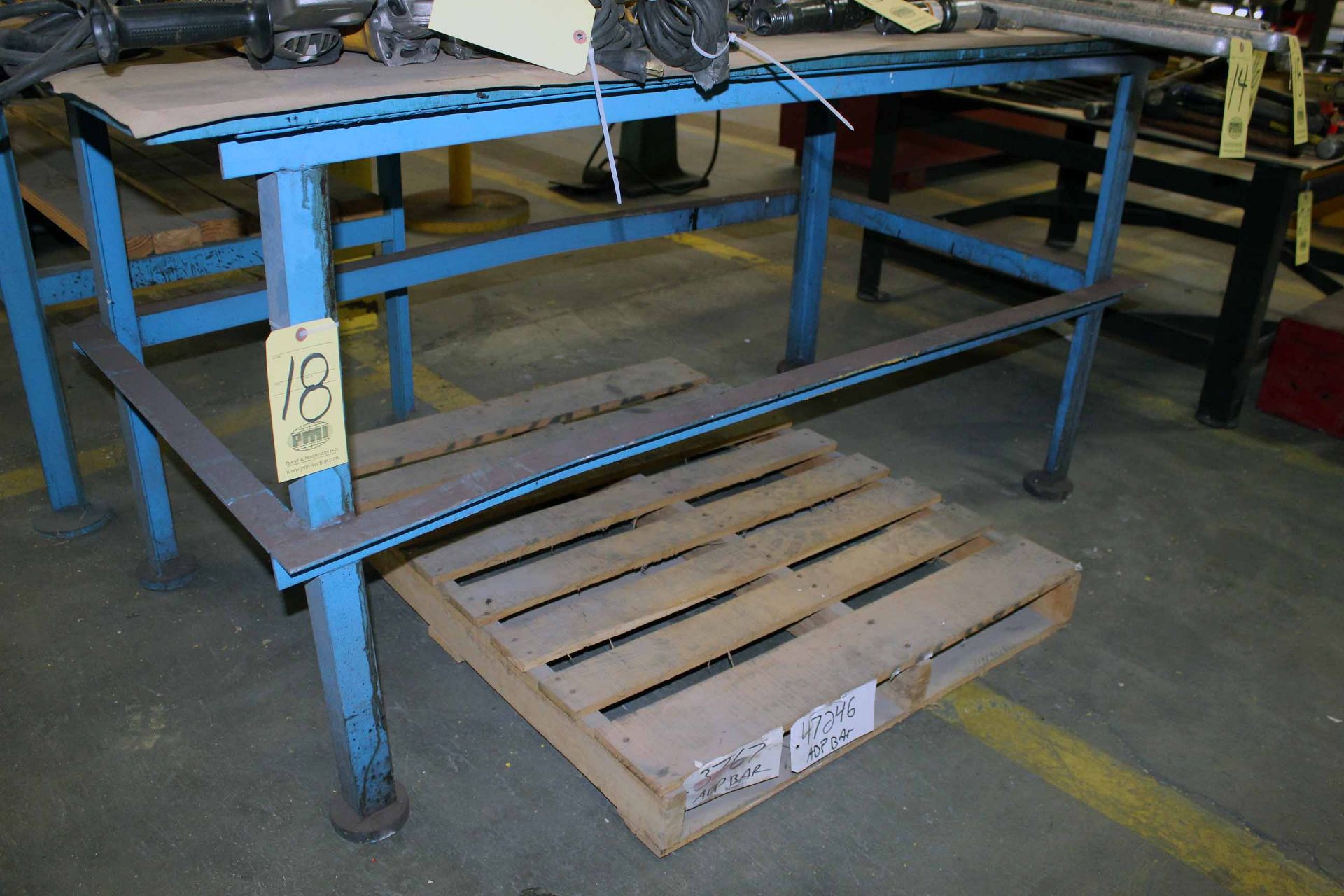 METAL TABLE, H.D. top, 3' x 6', 1/2 thk.