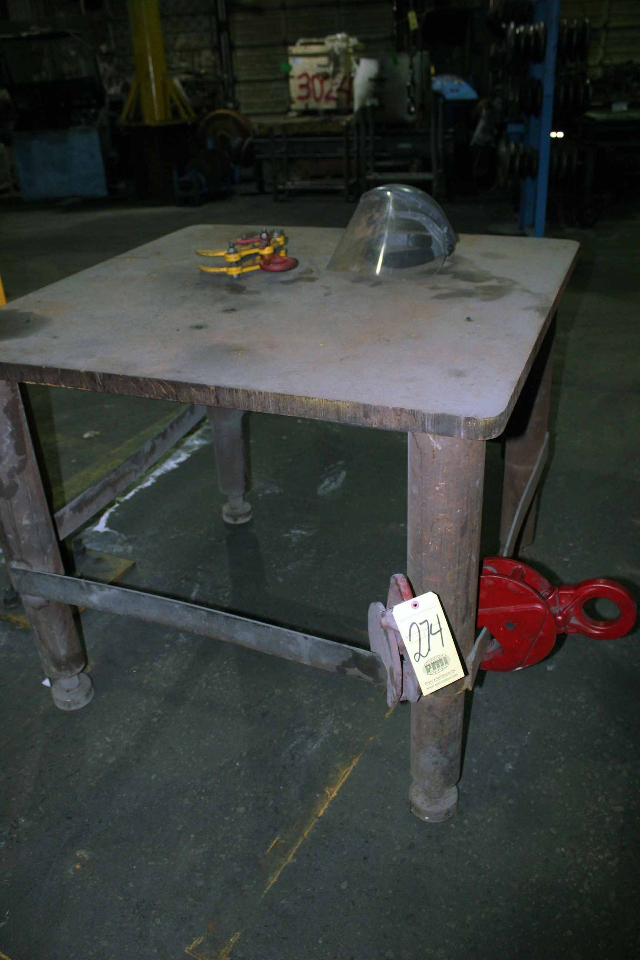 METAL TABLE, 4' x 4' x 1-1/2 thk. Top