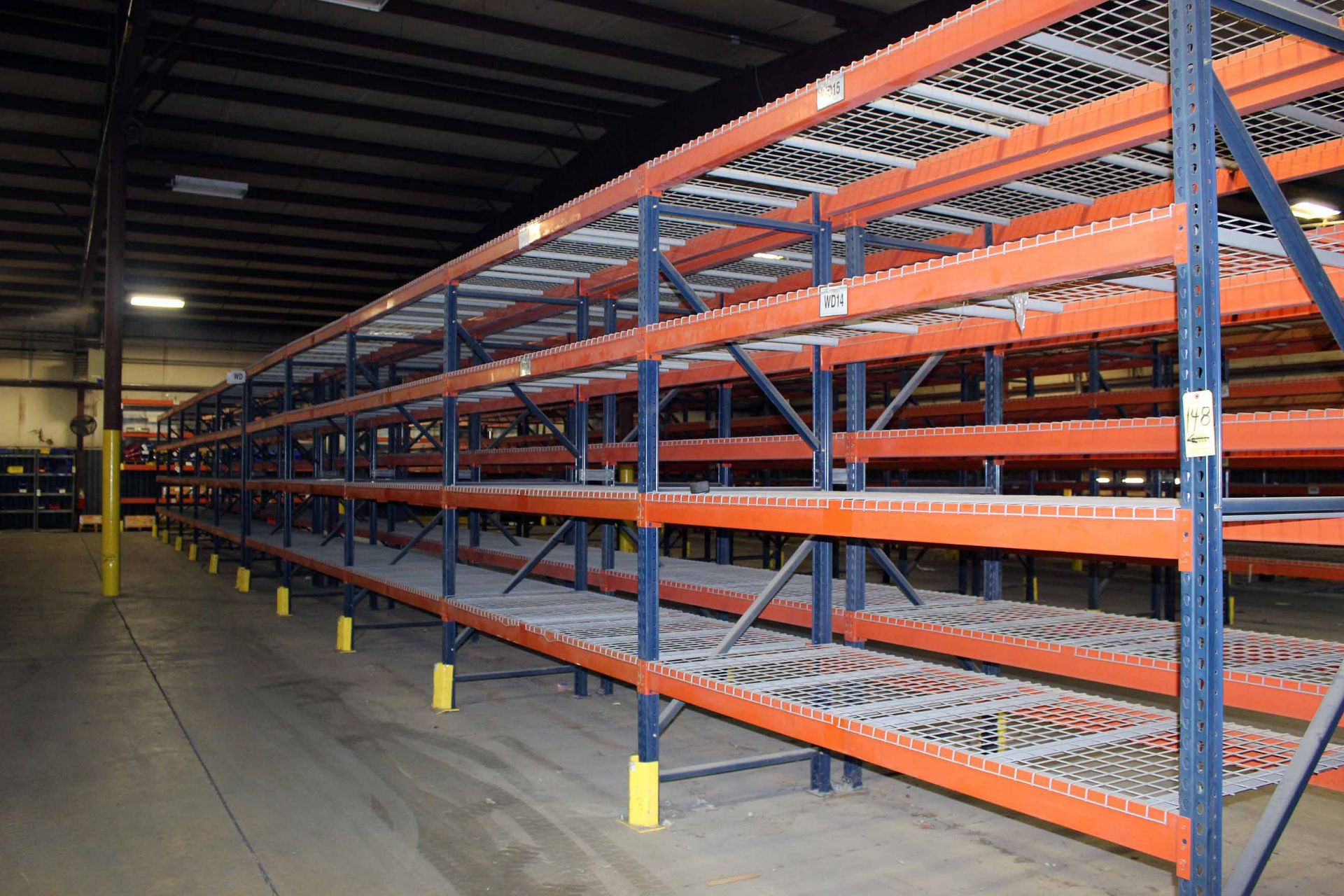 LOT OF PALLET RACK SECTIONS (10), 8' x 3-1/2' x 10', w/mesh inserts