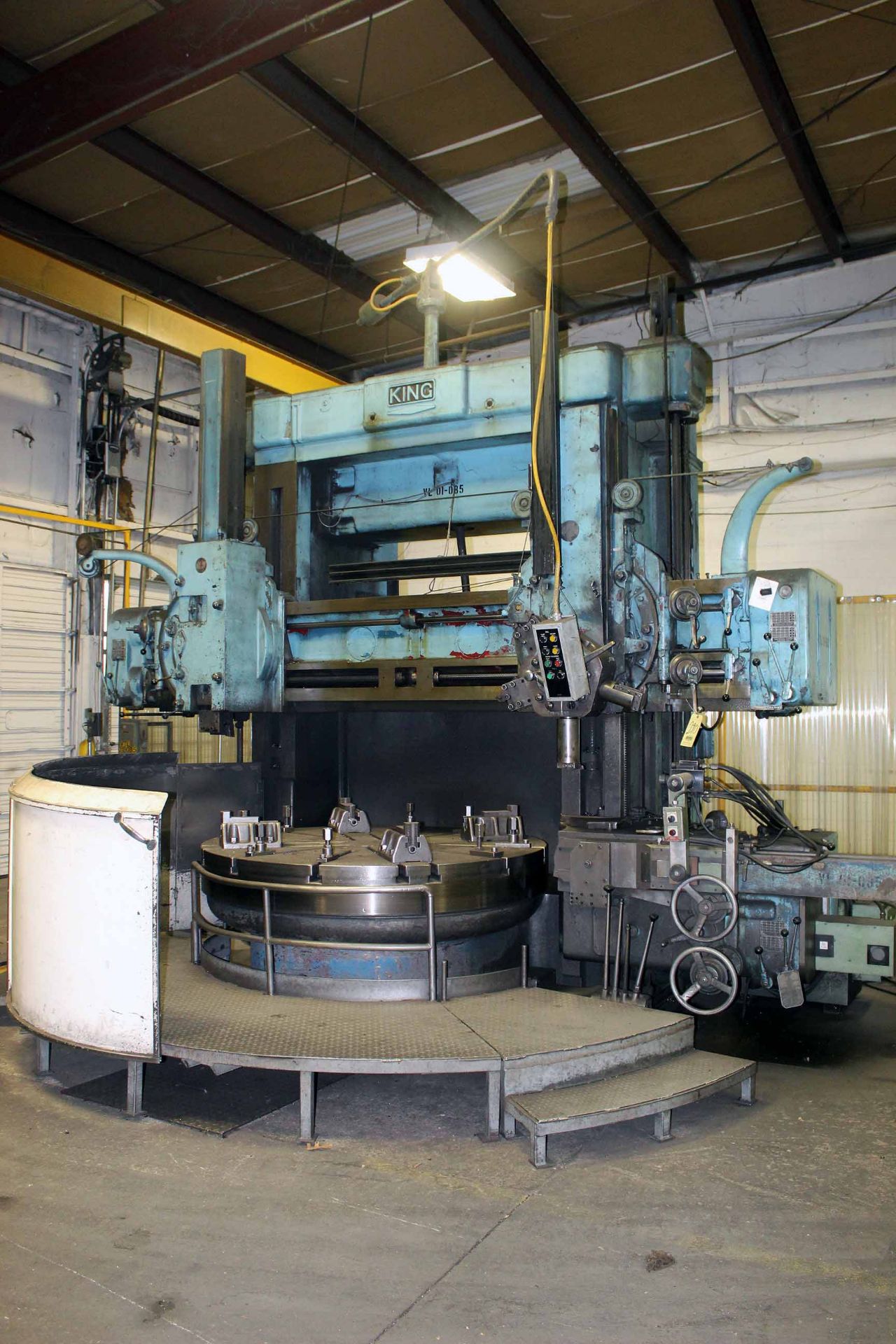 VERTICAL BORING MILL, KING 72”, 72” built-in faceplate, (4) top jaws, approx. 82” swing, L.H. swivel