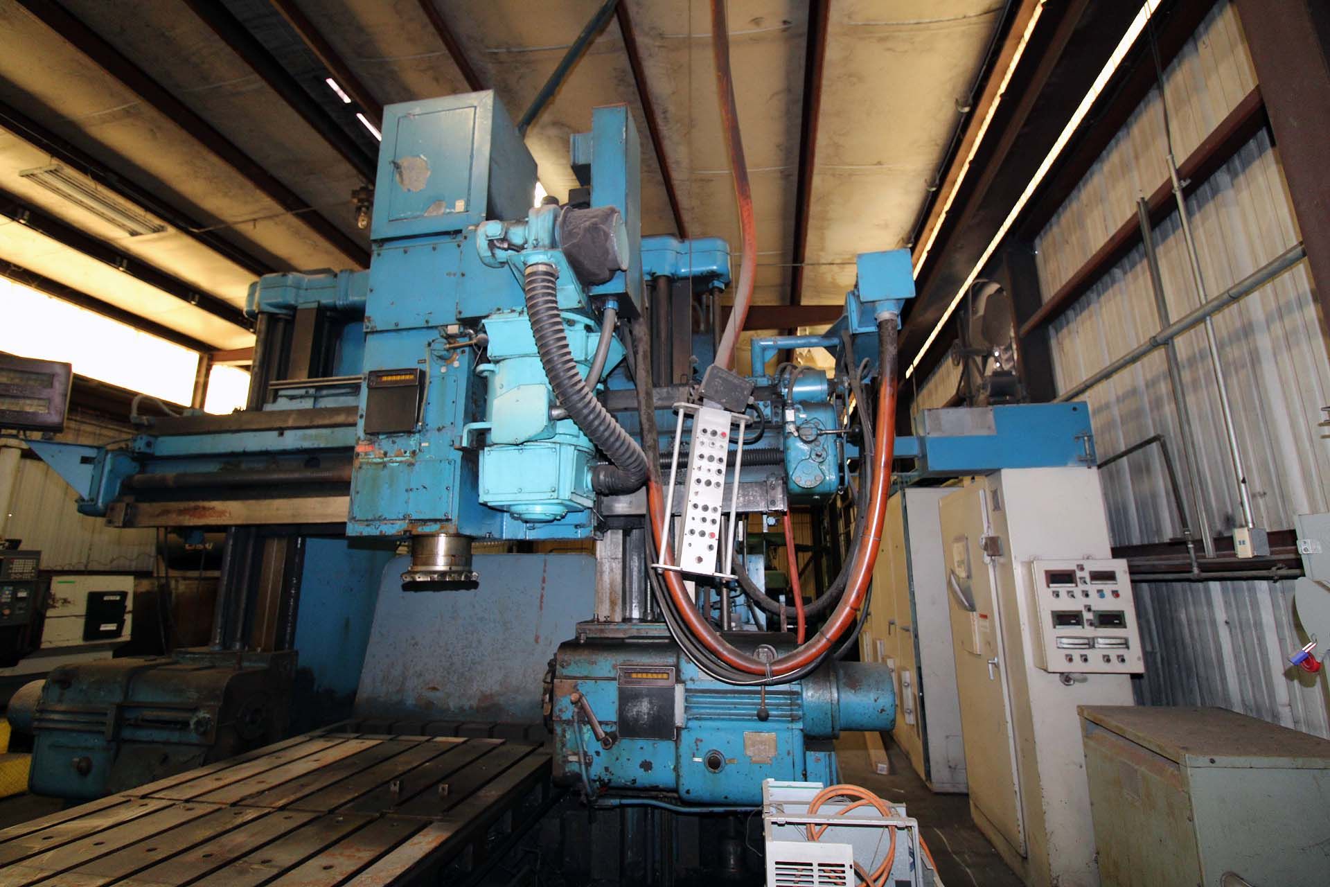 PLANER MILL, INGERSOLL, 54” x 216” table, (2) horiz. milling heads, (1) vert. milling head. - Image 6 of 12