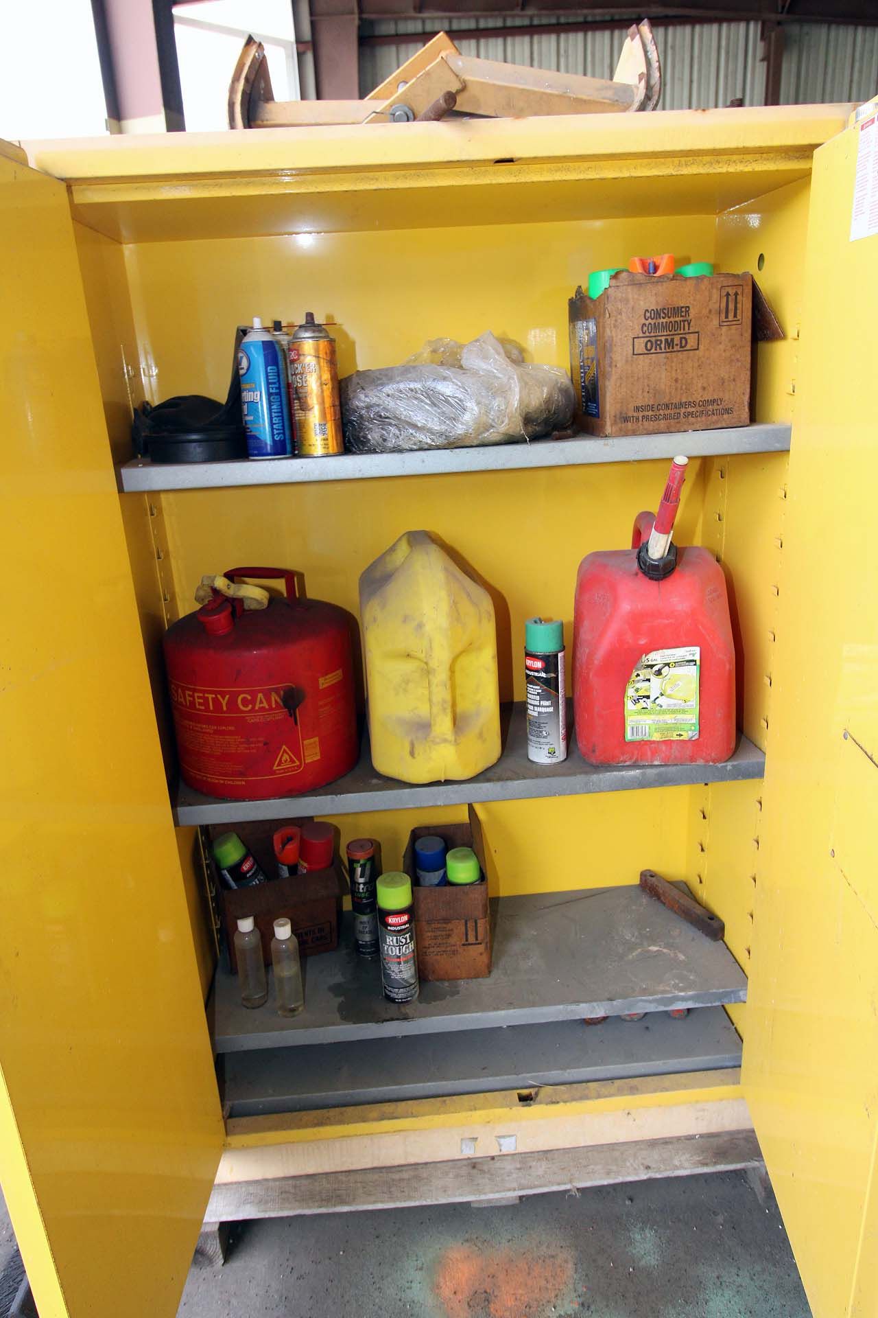 FLAMMABLE MATERIAL STORAGE CABINET, w/contents - Image 2 of 2