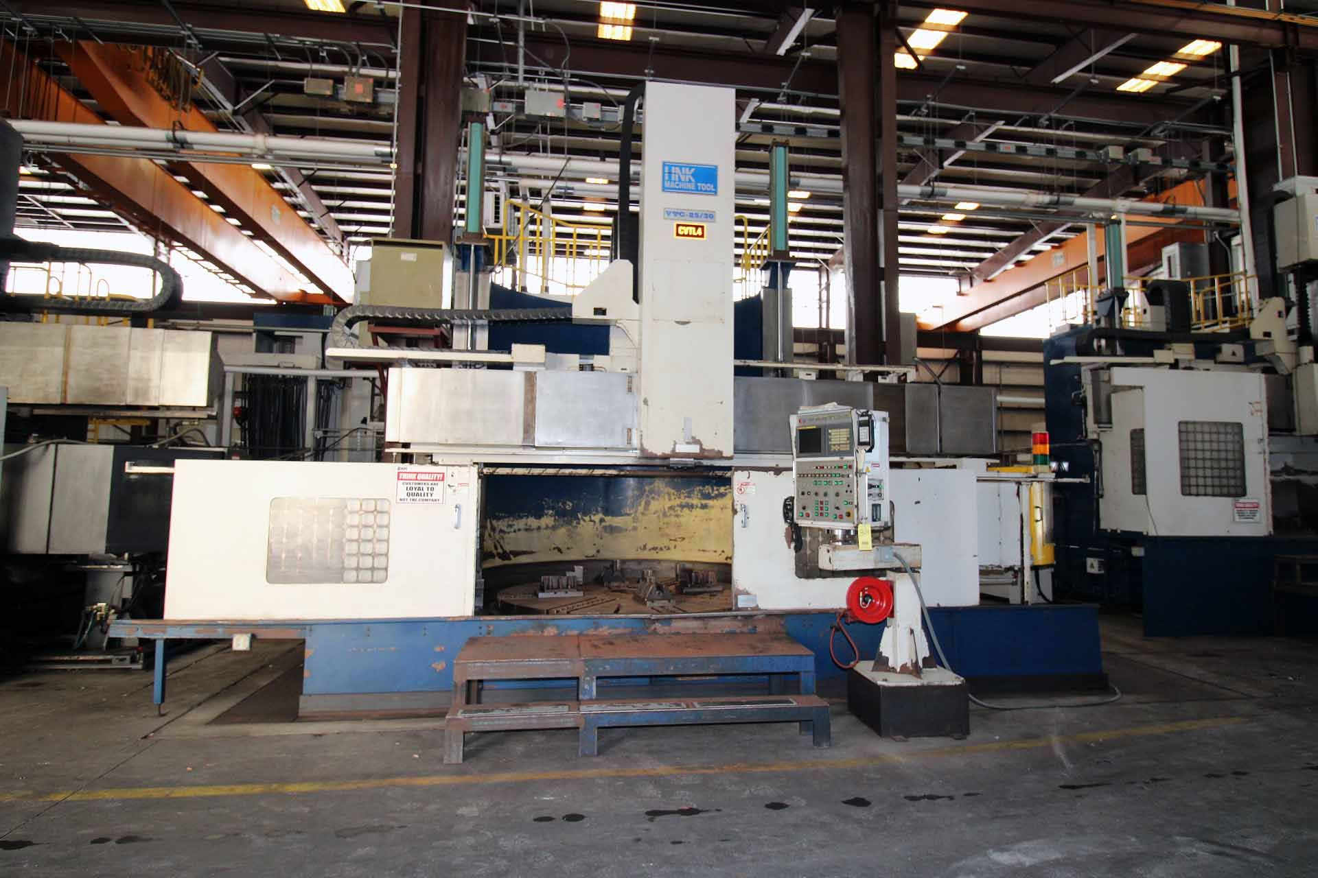 CNC VERTICAL TURNING CENTER, HNK MDL. VTC25/30, new 2009, Fanuc 18i-TB CNC control, 98.4” table