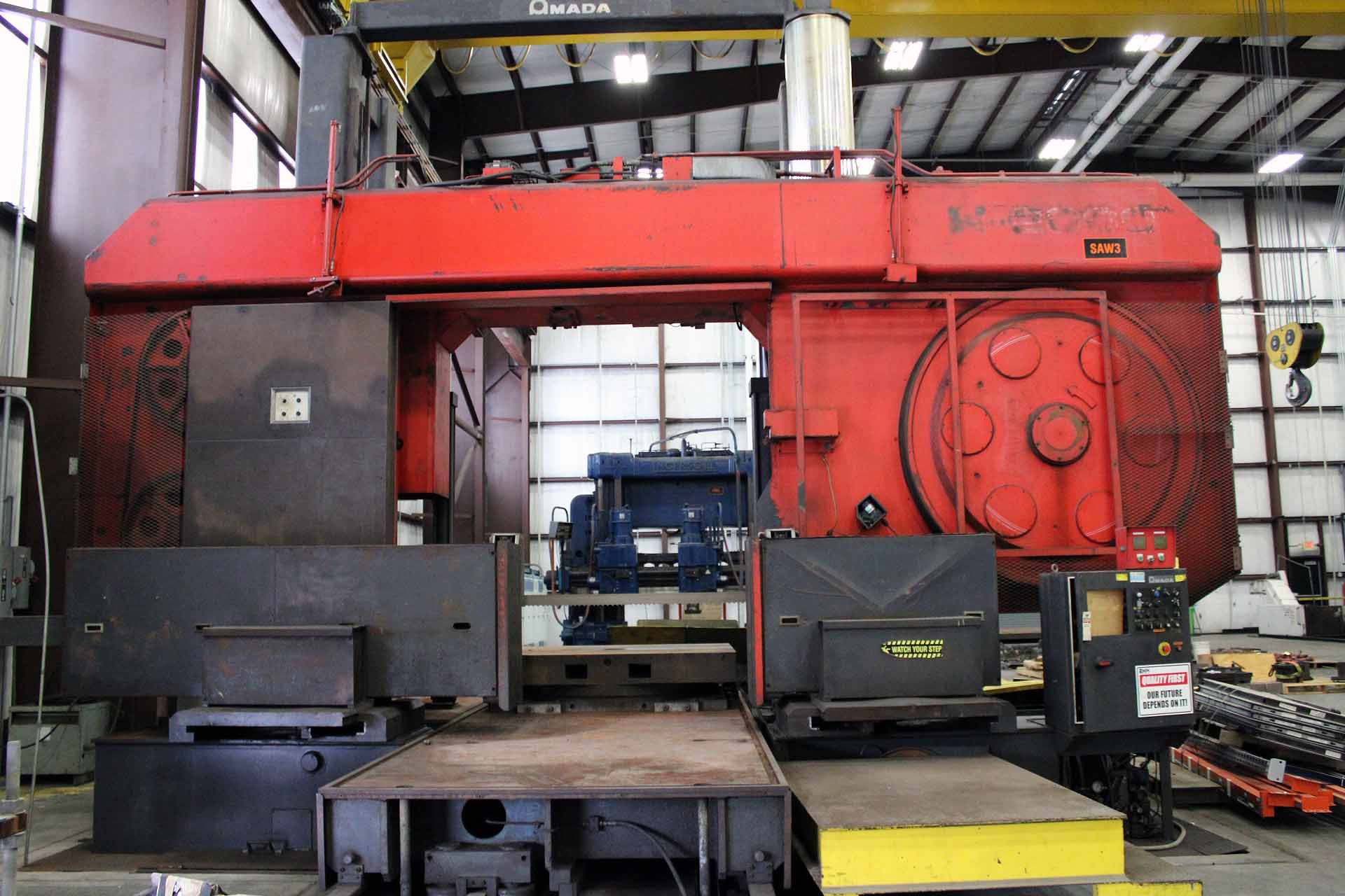 HORIZONTAL BANDSAW, AMADA 78” X 78” MDL. H-2000, 3” blade width, 57'-6" blade length, .063 blade